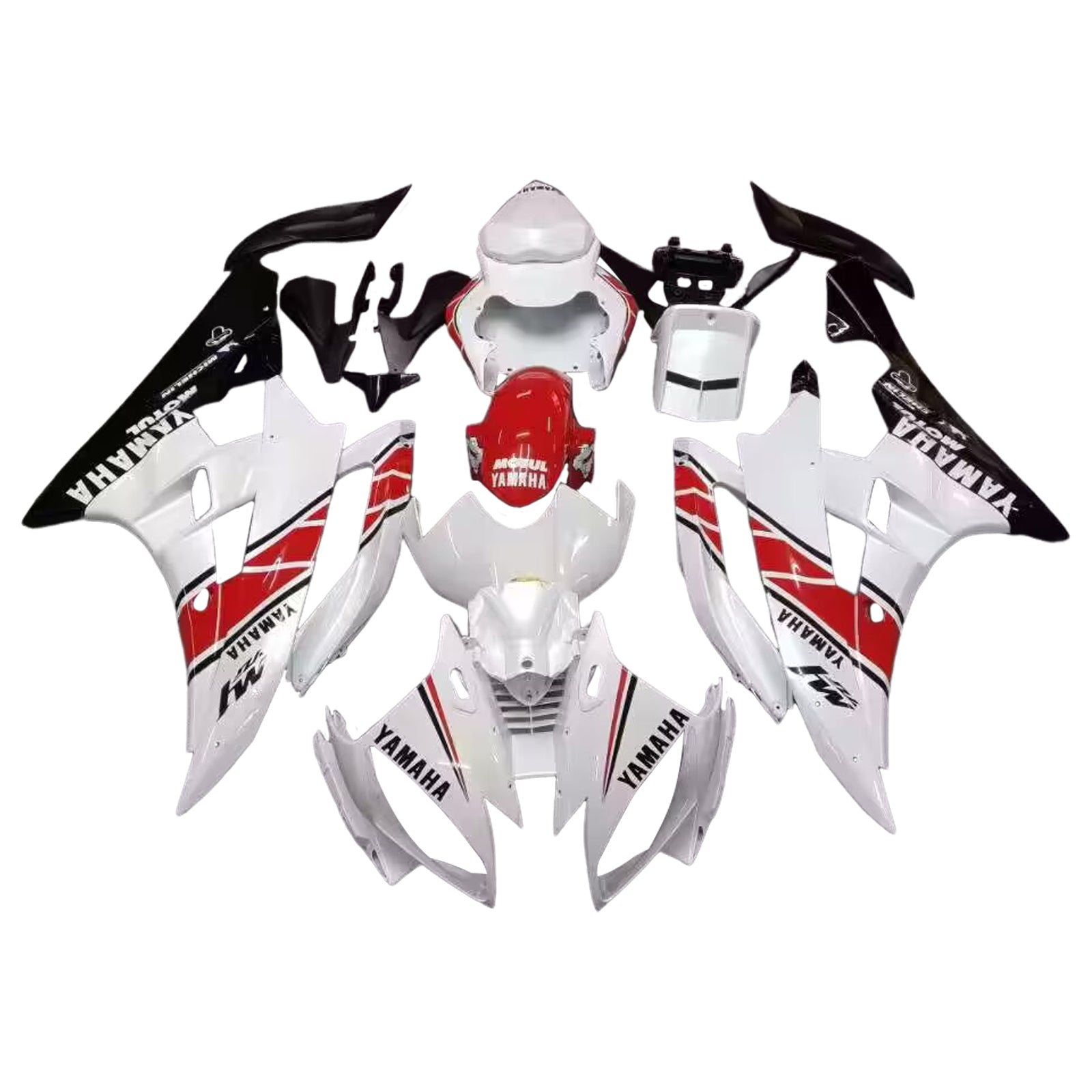 Amotopart Carénages Yamaha YZF-R6 2006-2007 Carénage Blanc Rouge Noir Kit de carénage