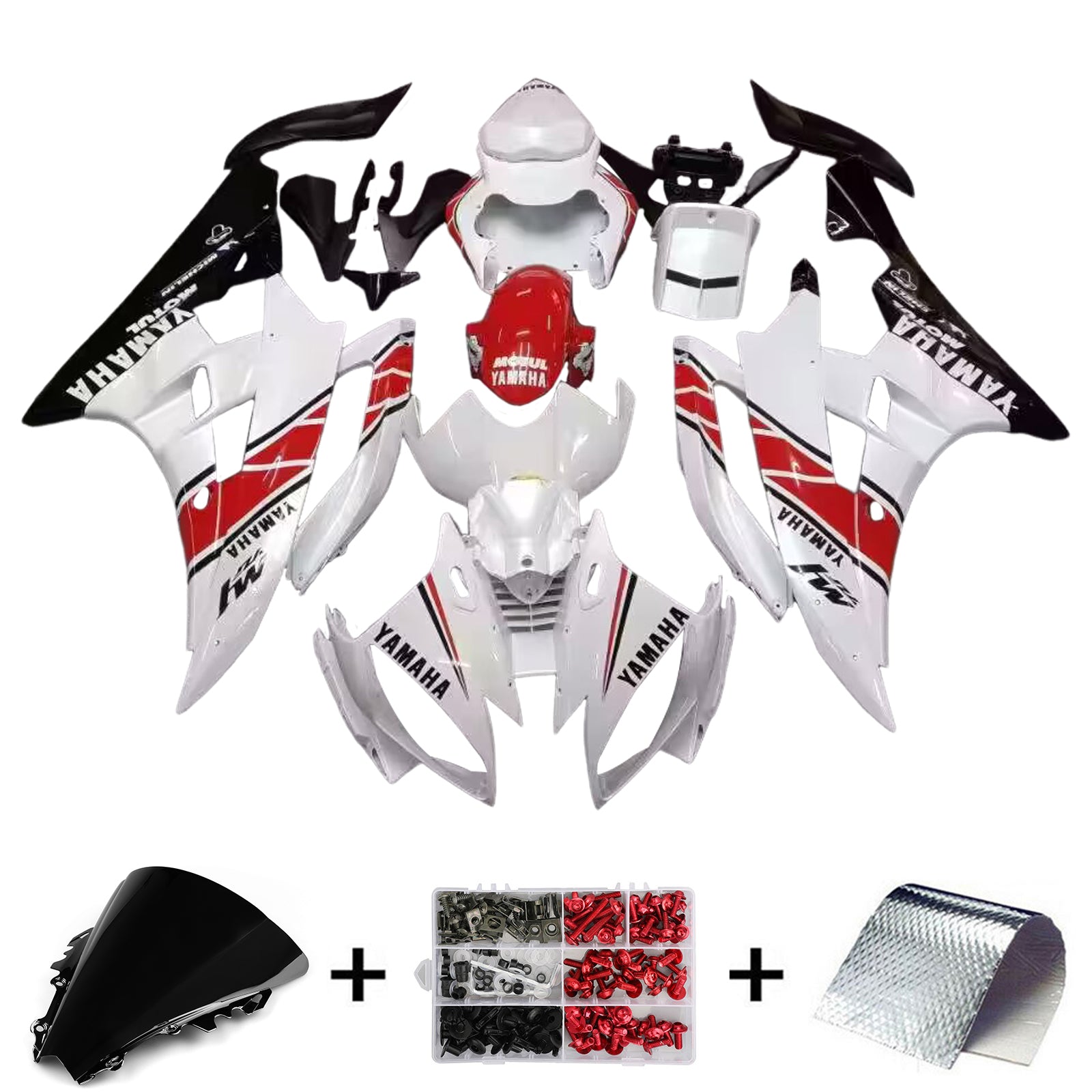 Carenados Amotopart Yamaha YZF-R6 2006-2007 Carenado Blanco Rojo Negro Kit de carenado