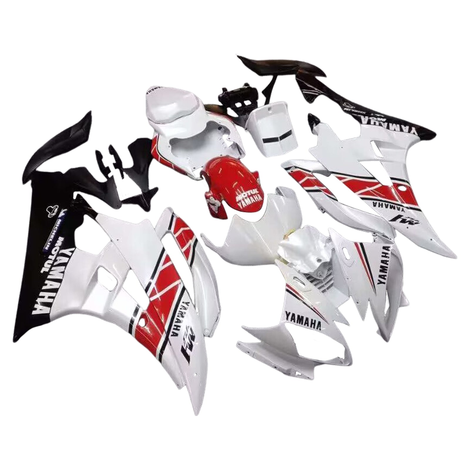 Amotopart Carénages Yamaha YZF-R6 2006-2007 Carénage Blanc Rouge Noir Kit de carénage