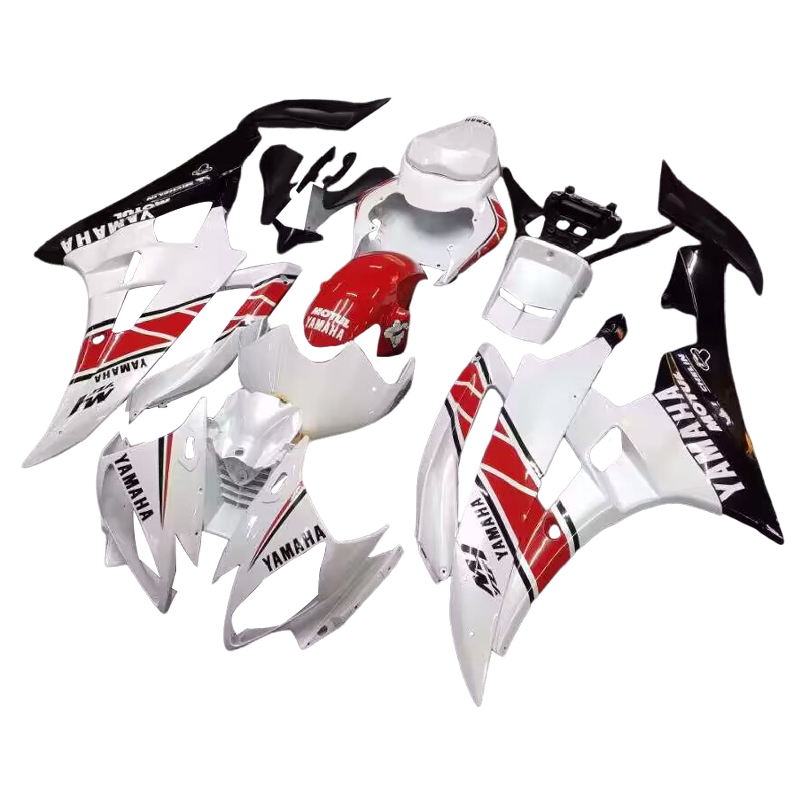 Amotopart Carénages Yamaha YZF-R6 2006-2007 Carénage Blanc Rouge Noir Kit de carénage