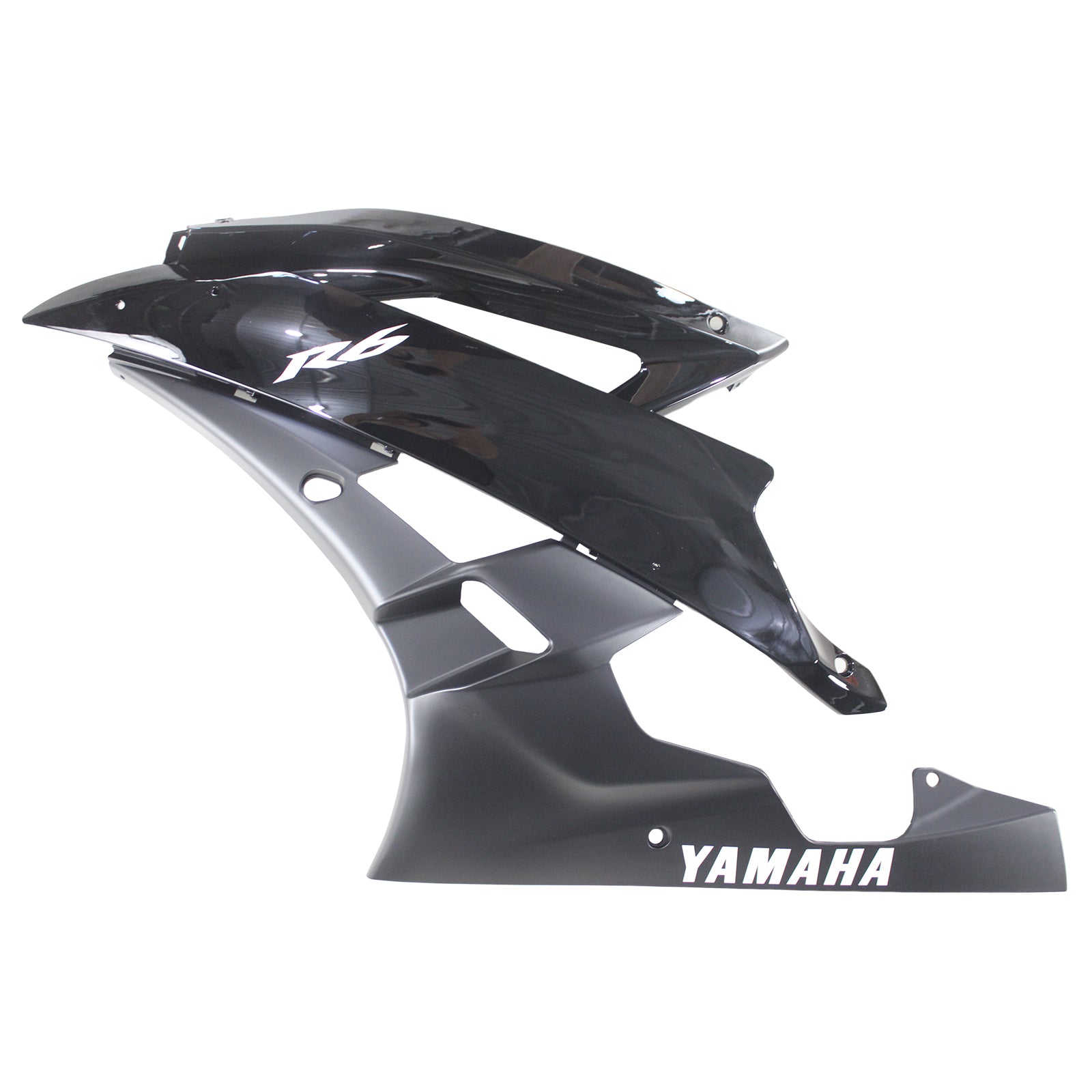 Amotopart Yamaha 2006–2007 YZF 600 R6 komplett schwarzes Verkleidungsset