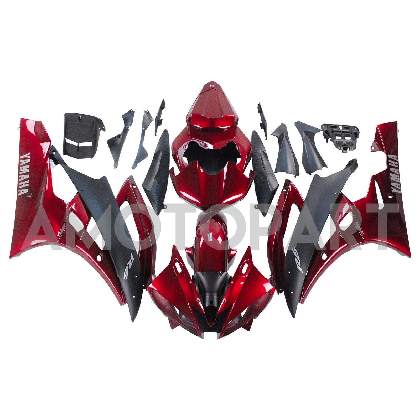 Amotopart Yamaha 2006-2007 YZF 600 R6 Red Black Fairing Kit