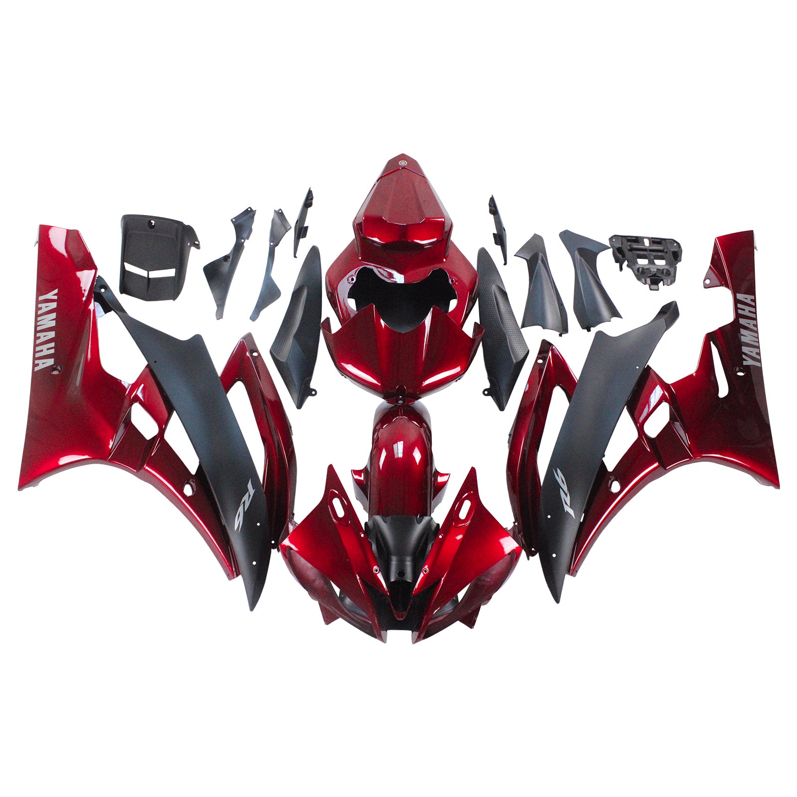 Amotopart Yamaha 2006-2007 YZF 600 R6 Red Black Fairing Kit