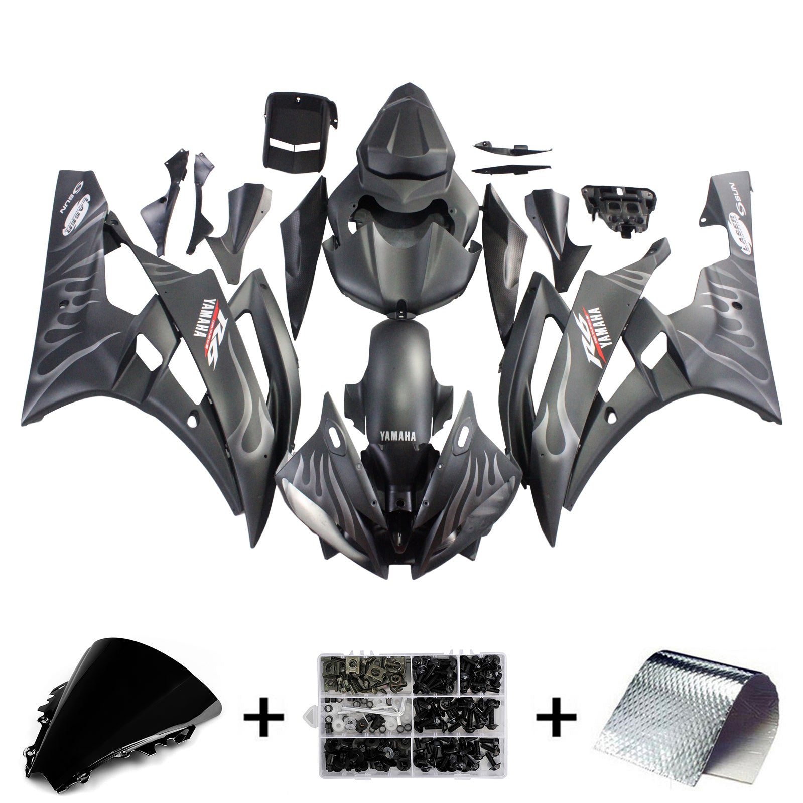 Kit de carenado de inyección, carrocería de plástico ABS apto para Yamaha YZF 600 R6 2006-2007