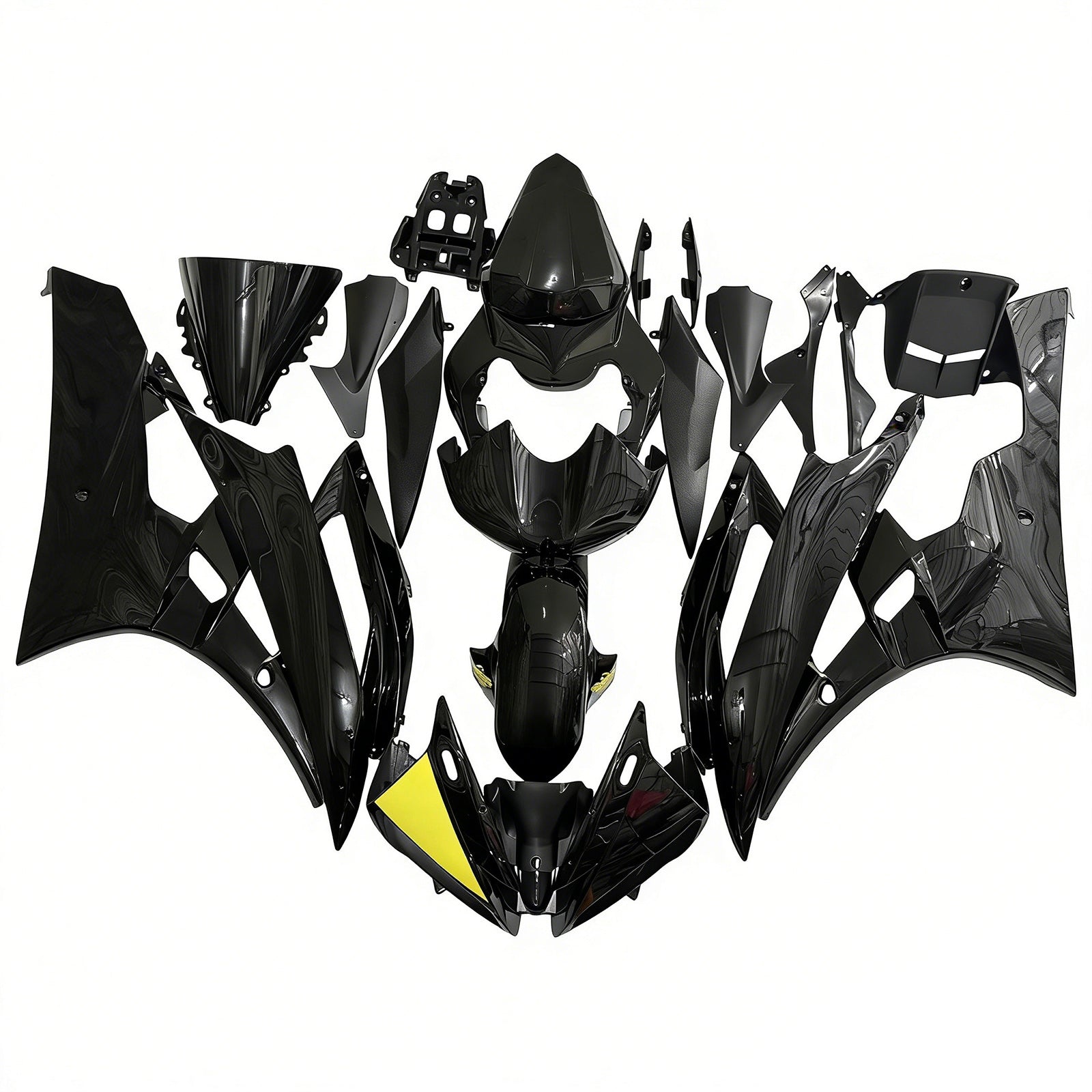 Amotopart Yamaha 2006–2007 YZF 600 R6 Schwarz Gelb Verkleidungsset