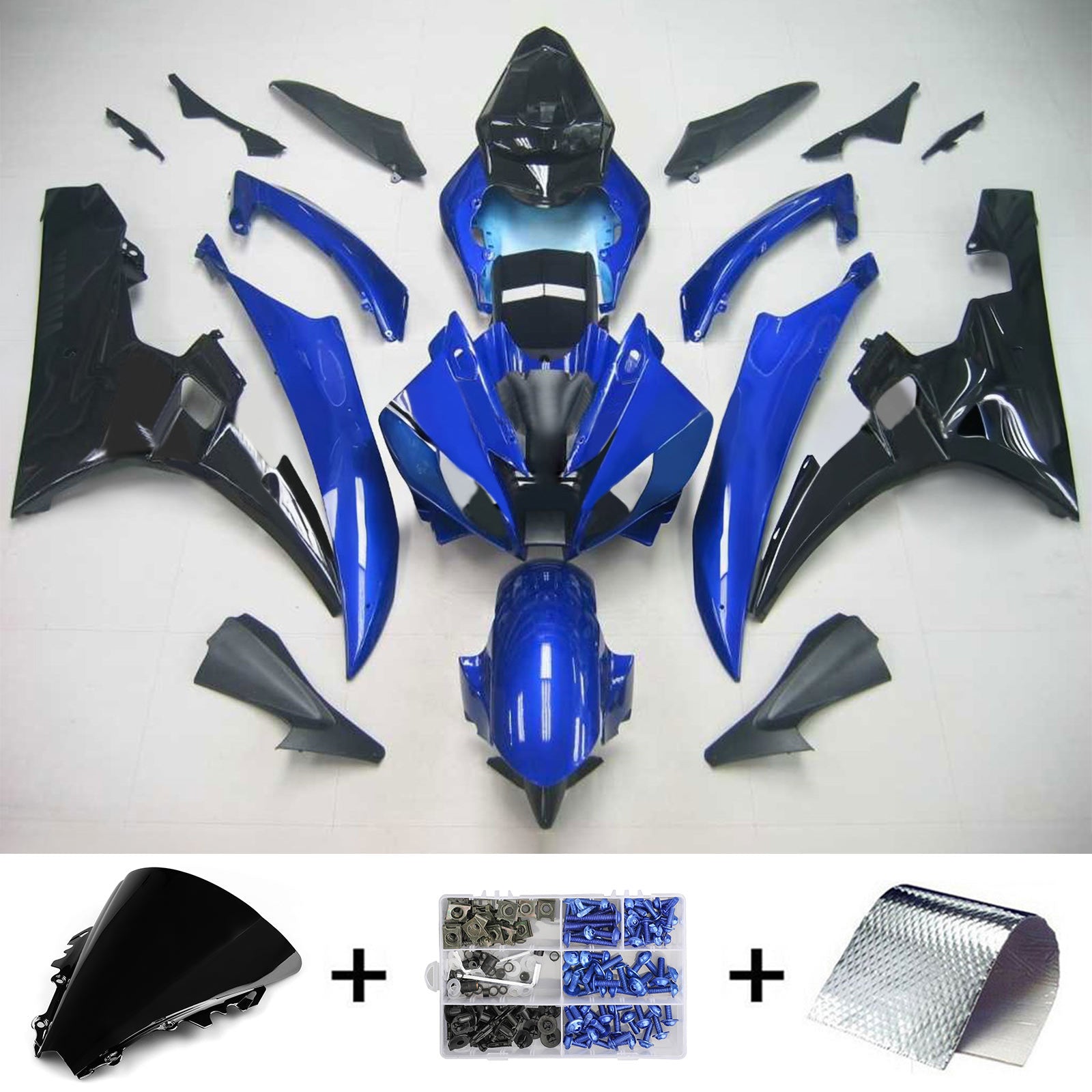 Amotopart Yamaha 2006-2007 YZF 600 R6 Blue Black Fairing Kit