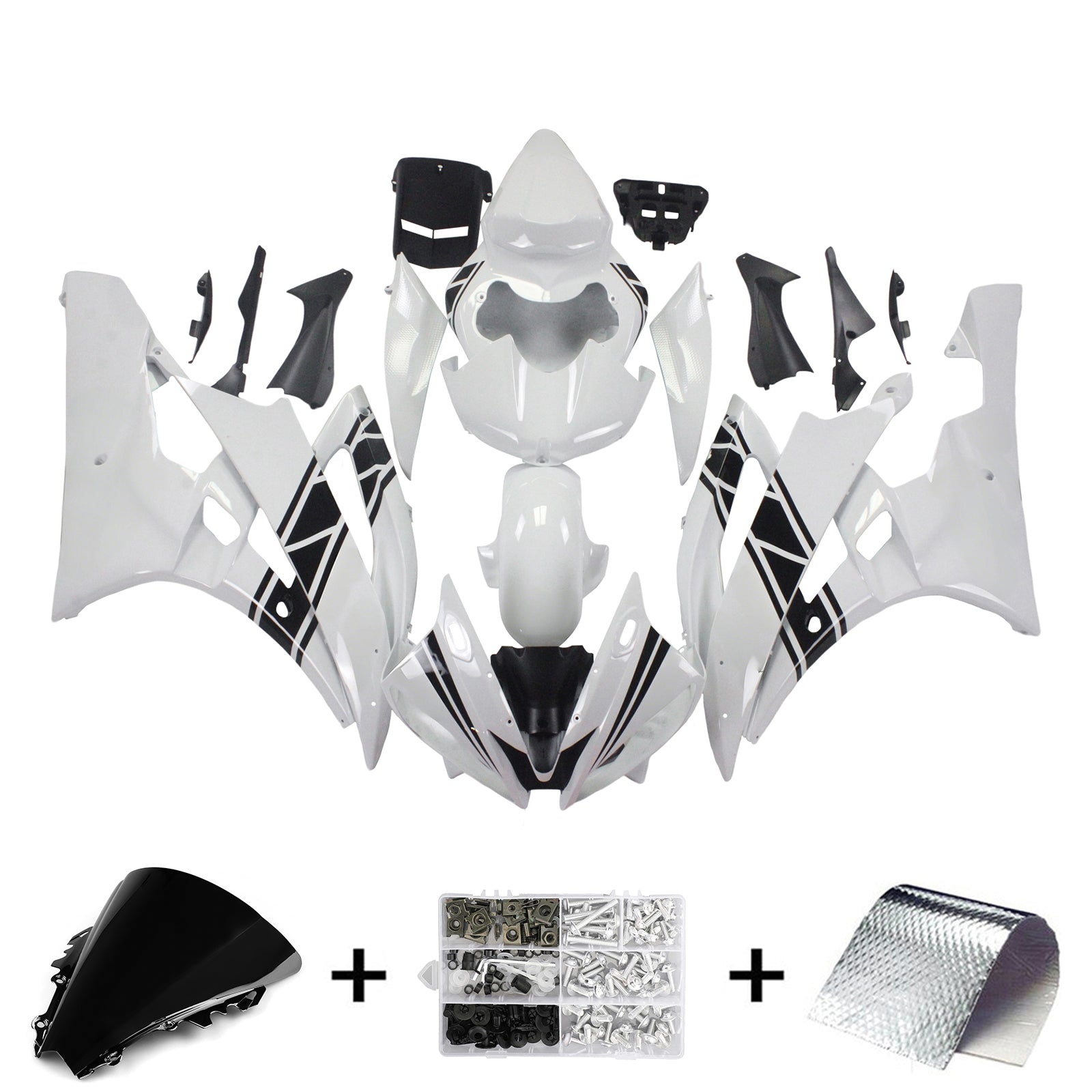 Amotopart Yamaha 2006-2007 YZF 600 R6 White Fairing Kit