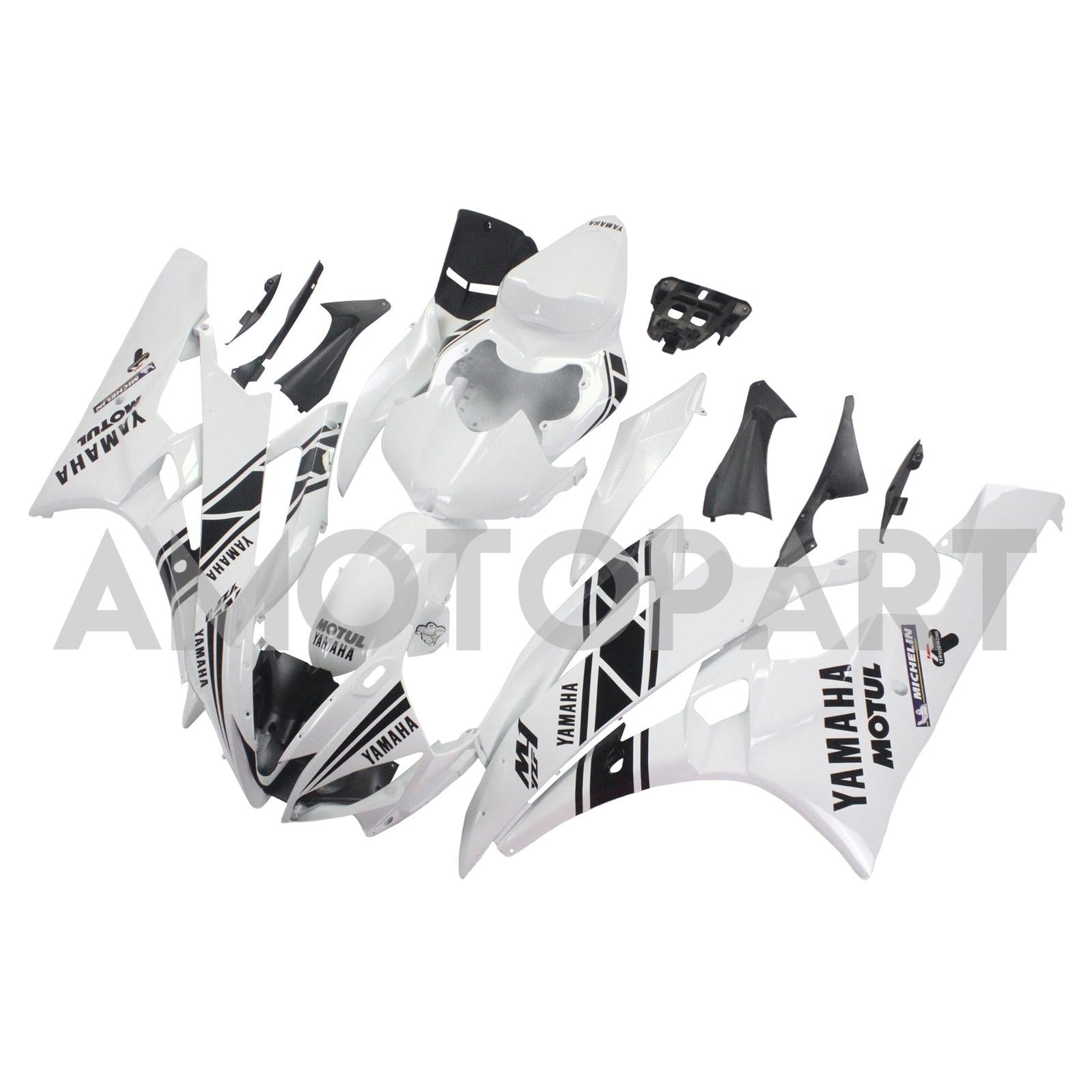 Amotopart Yamaha 2006-2007 YZF 600 R6 White Fairing Kit