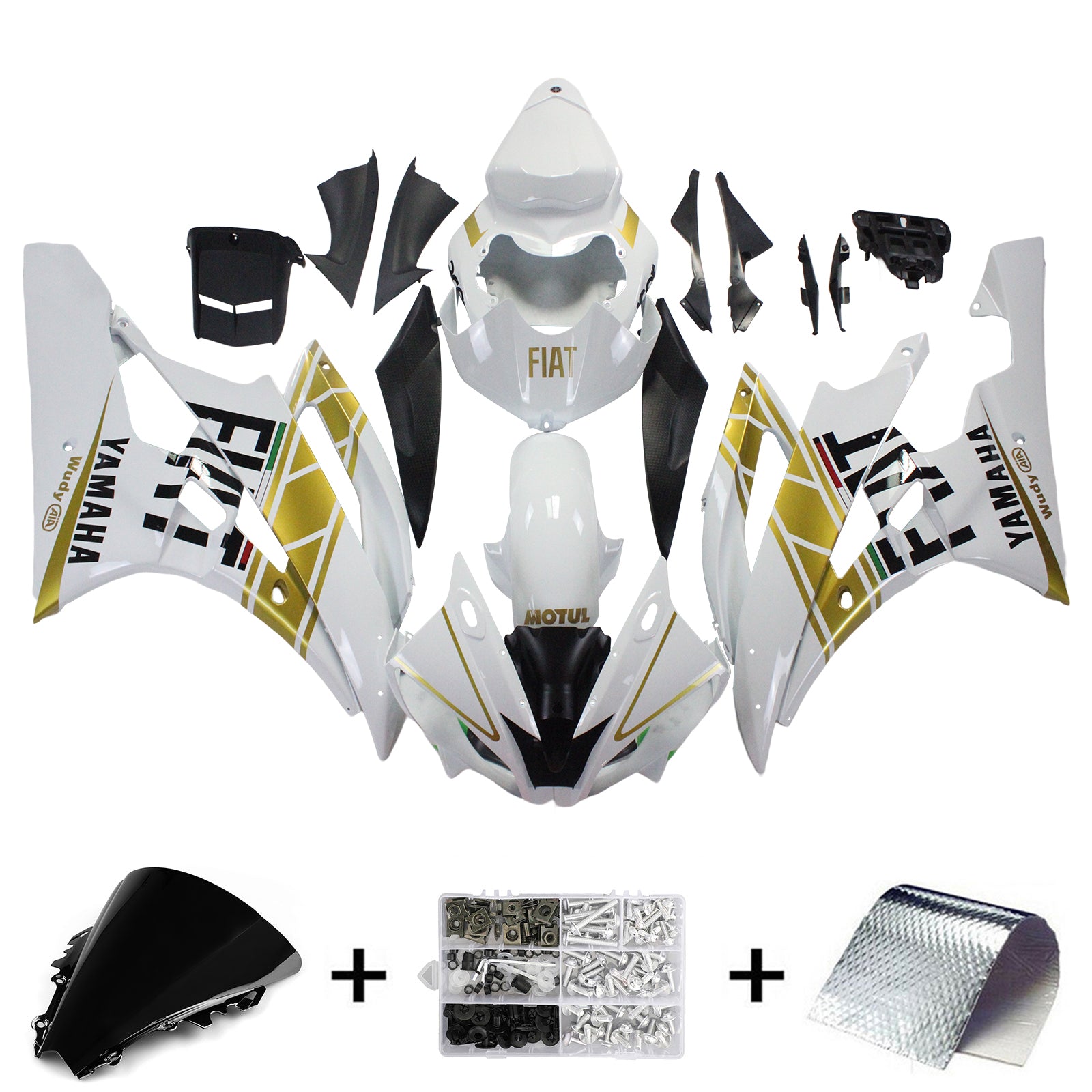 Amotopart Yamaha 2006-2007 YZF 600 R6 Kit carena bianco dorato