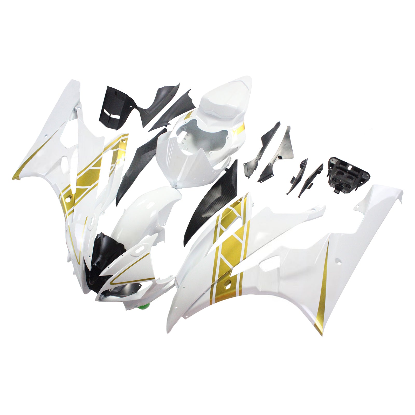 Amotopart Yamaha 2006-2007 YZF 600 R6 White Golden Fairing Kit