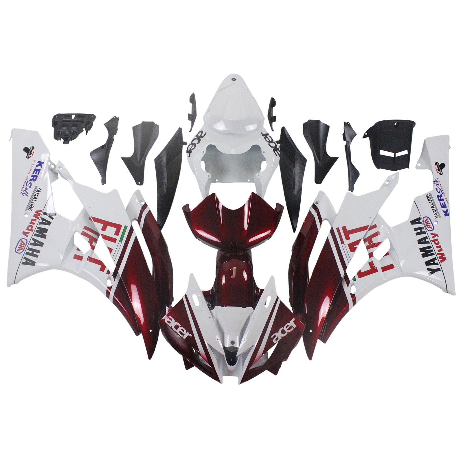 Amotopart 2006-2007 Yamaha YZF 600 R6 Kit de carénage rouge et blanc