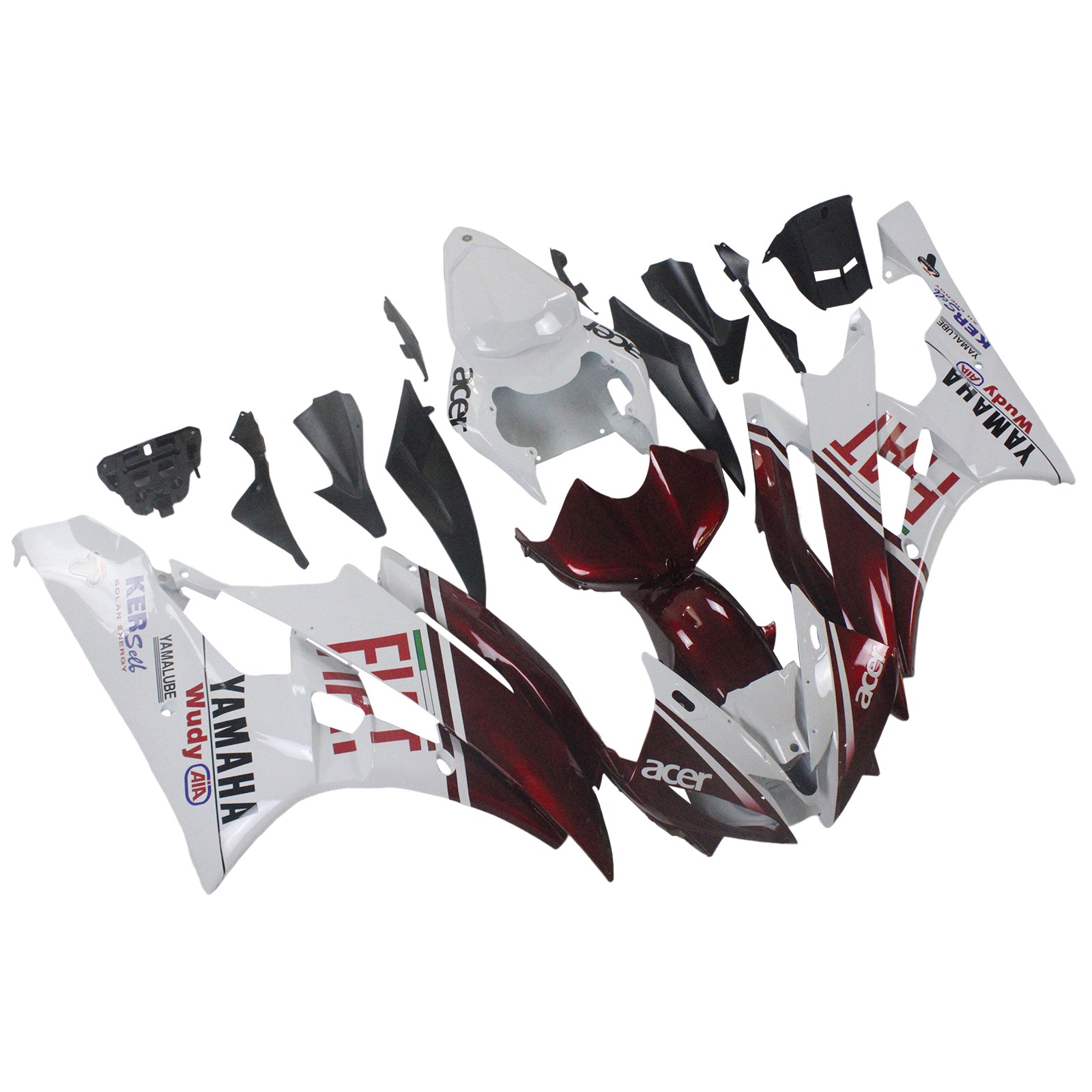 Amotopart 2006-2007 Yamaha YZF 600 R6 Kit de carénage rouge et blanc