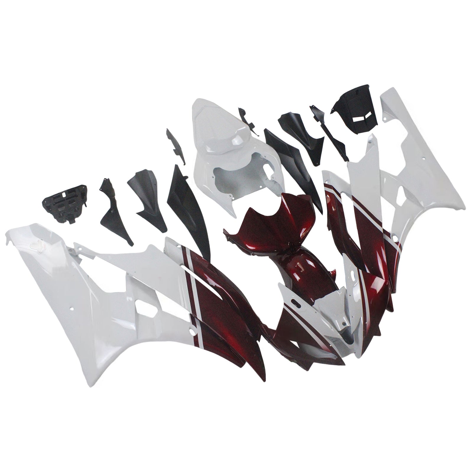 Amotopart 2006-2007 ヤマハ YZF 600 R6 レッド&ホワイト フェアリングキット
