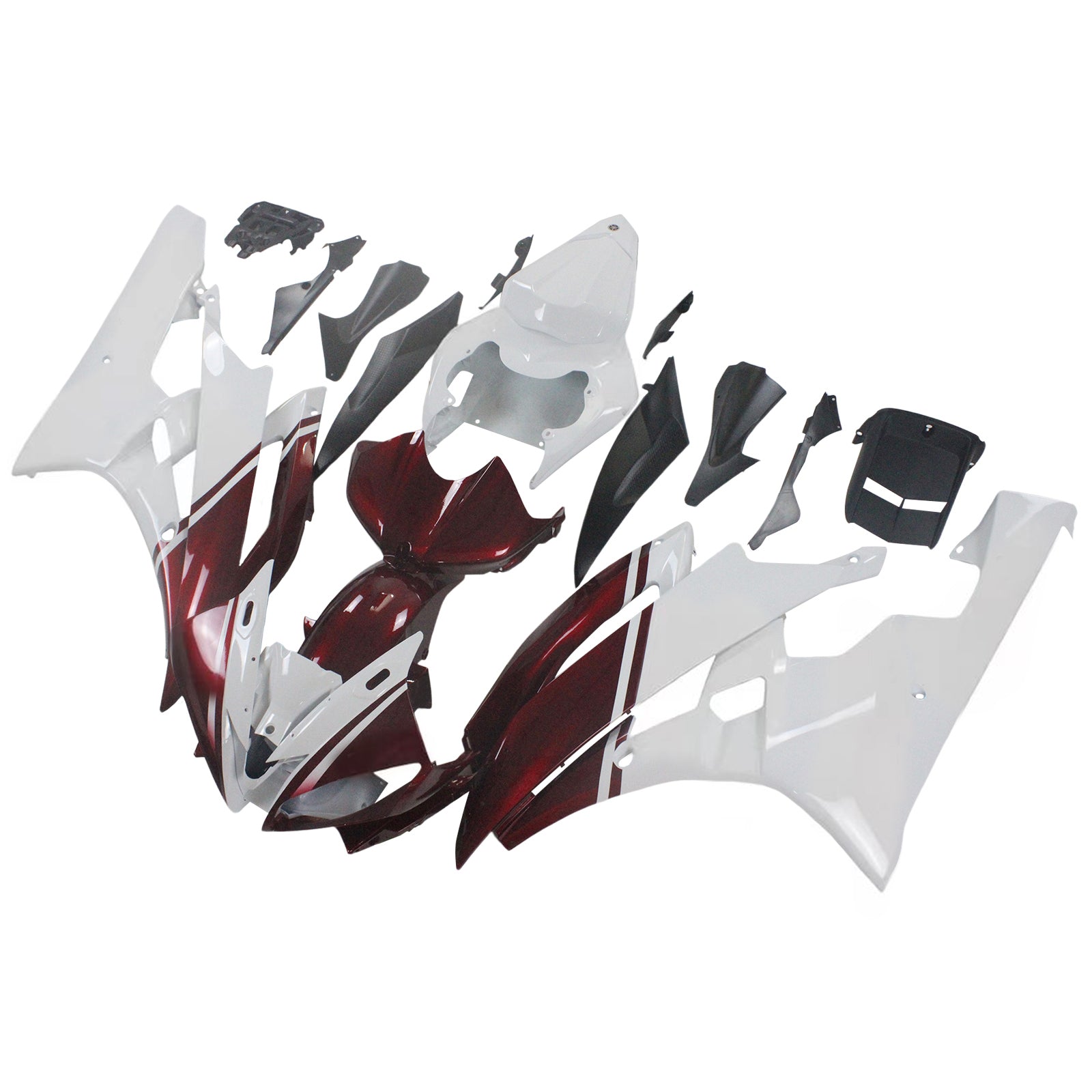 Amotopart 2006-2007 ヤマハ YZF 600 R6 レッド&ホワイト フェアリングキット
