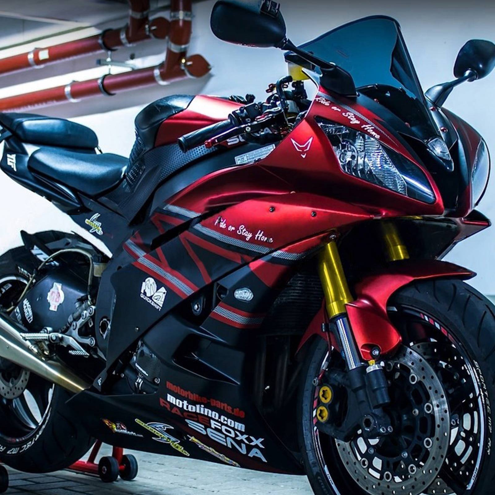 Amotopart 2006-2007 YZF 600 R6 Yamaha Kit de carenado rojo y negro