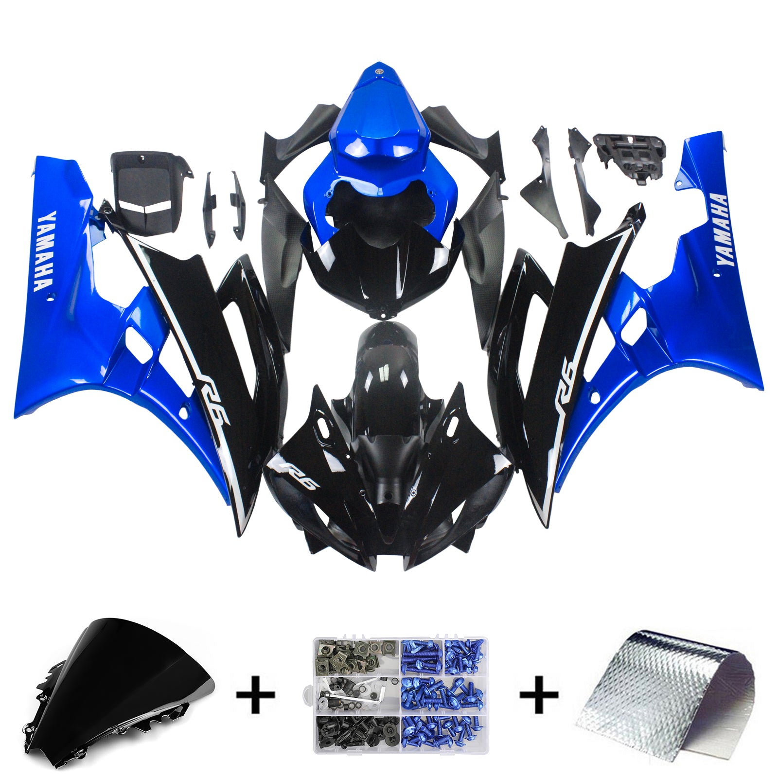 Amotopart Verkleidungsset, Karosserie, Kunststoff, ABS, passend für Yamaha YZF 600 R6 2006–2007