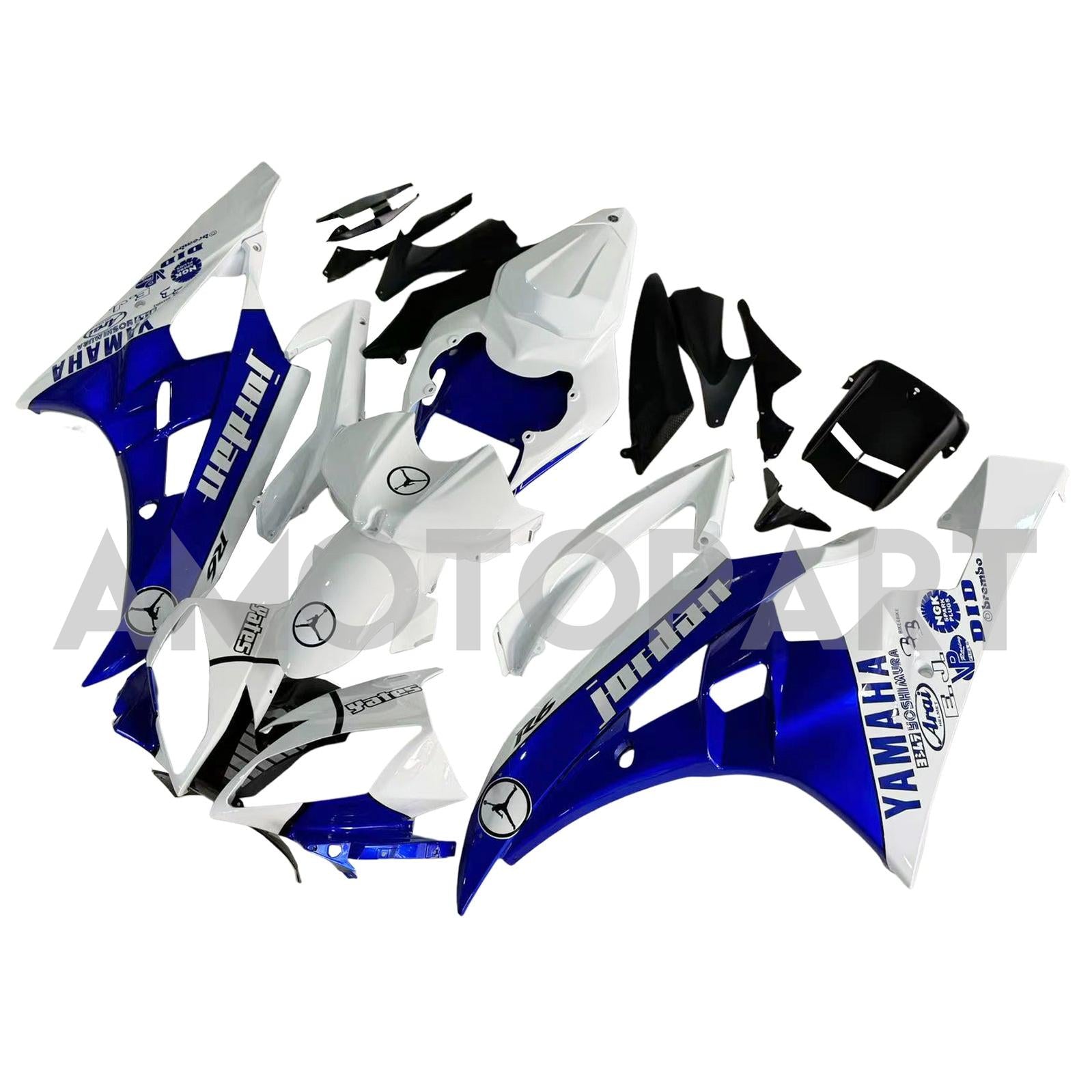 Amotopart Yamaha 2006-2007 YZF 600 R6 White Blue Fairing Kit