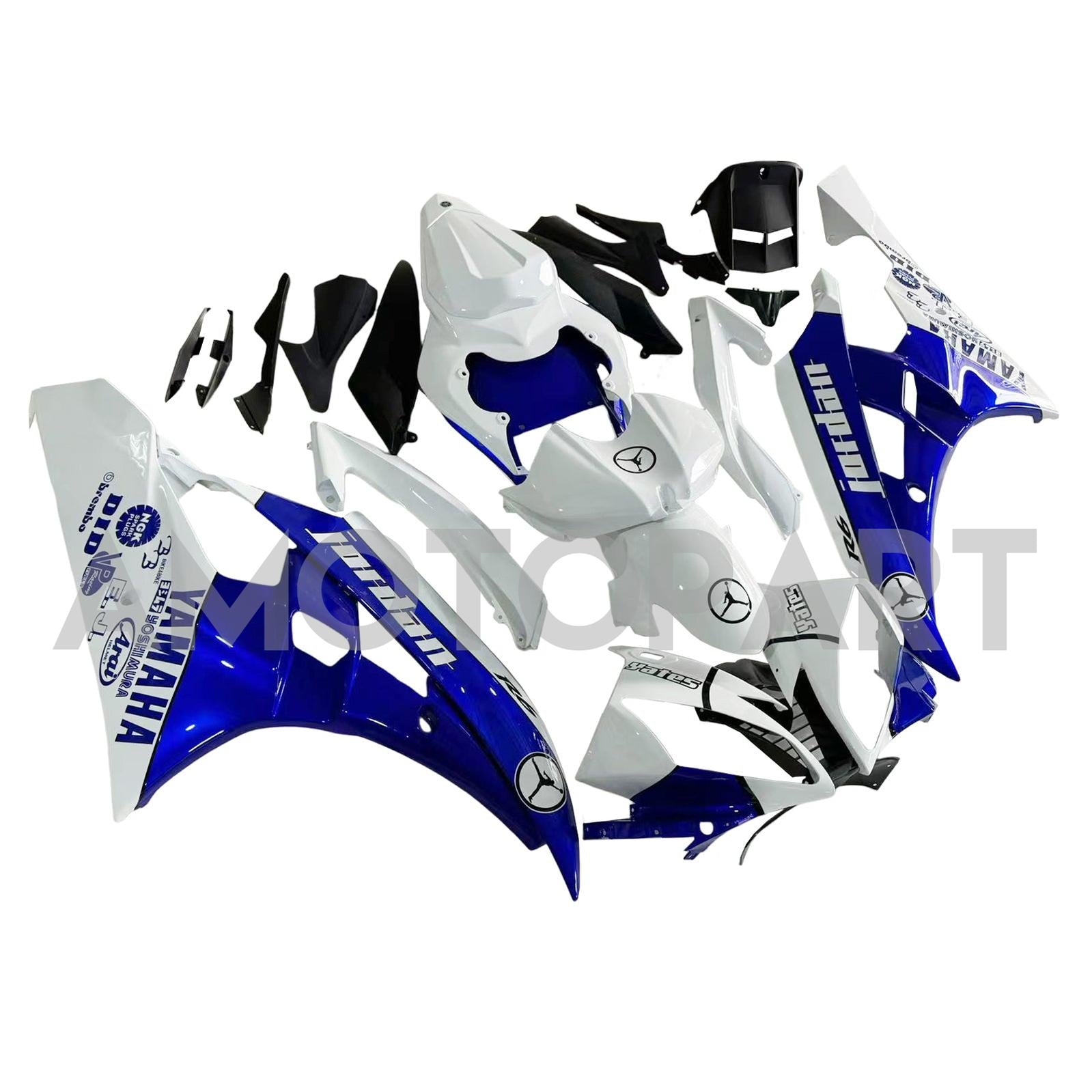 Amotopart Yamaha 2006-2007 YZF 600 R6 White Blue Fairing Kit