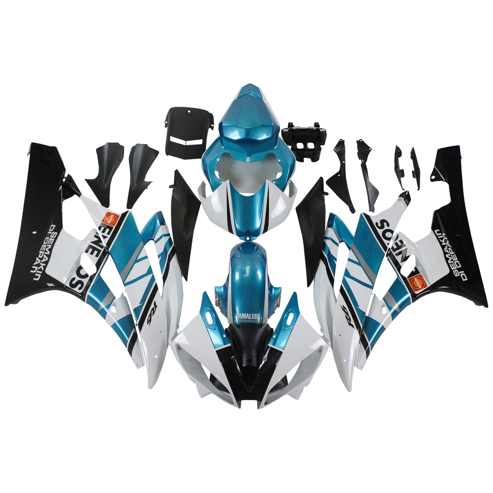 Amotopart 2006-2007 YZF 600 R6 Yamaha Kit de carénage bleu et blanc