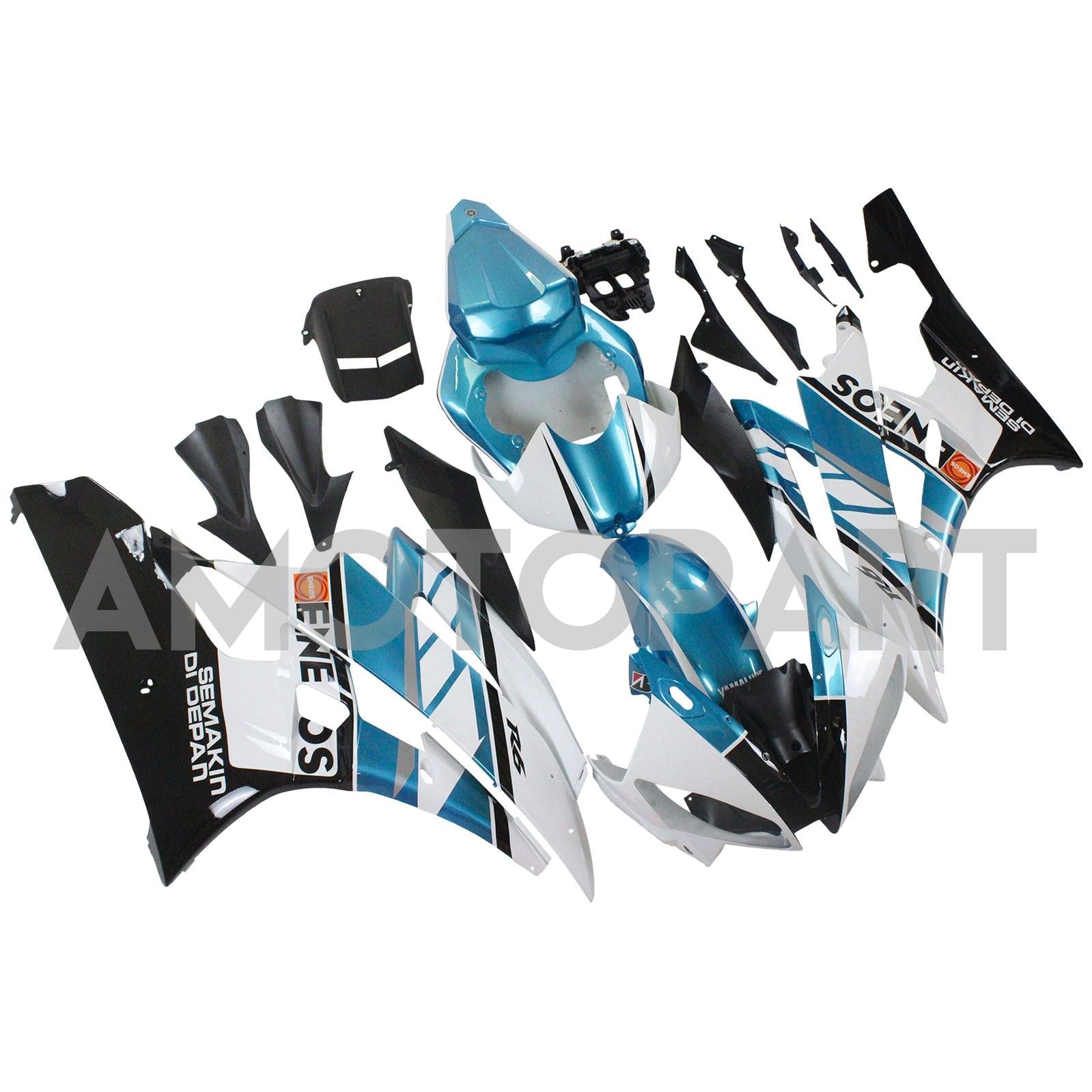 Amotopart 2006-2007 YZF 600 R6 Yamaha Blue&White Fairing Kit