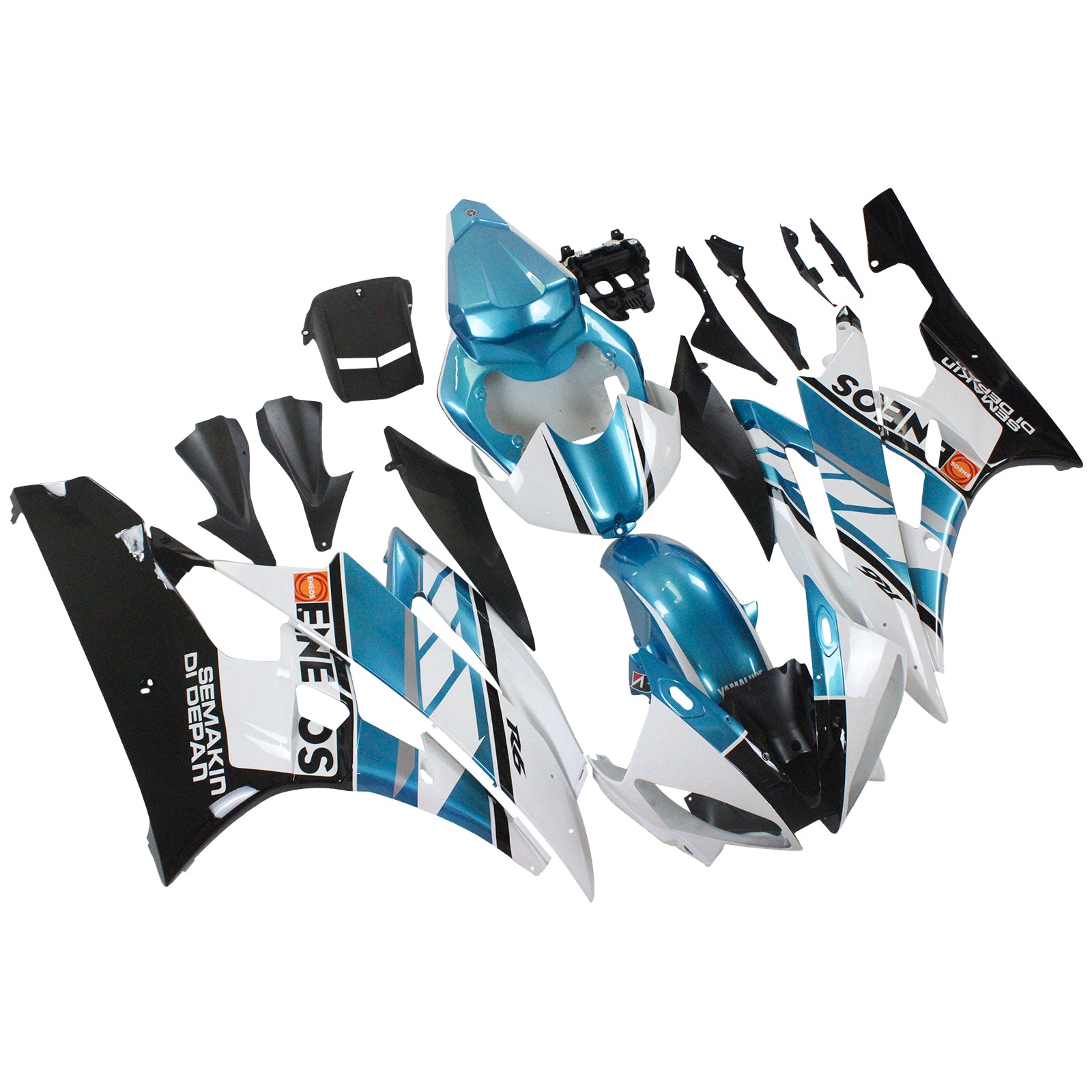 Amotopart 2006-2007 YZF 600 R6 Yamaha Kit de carenado azul y blanco