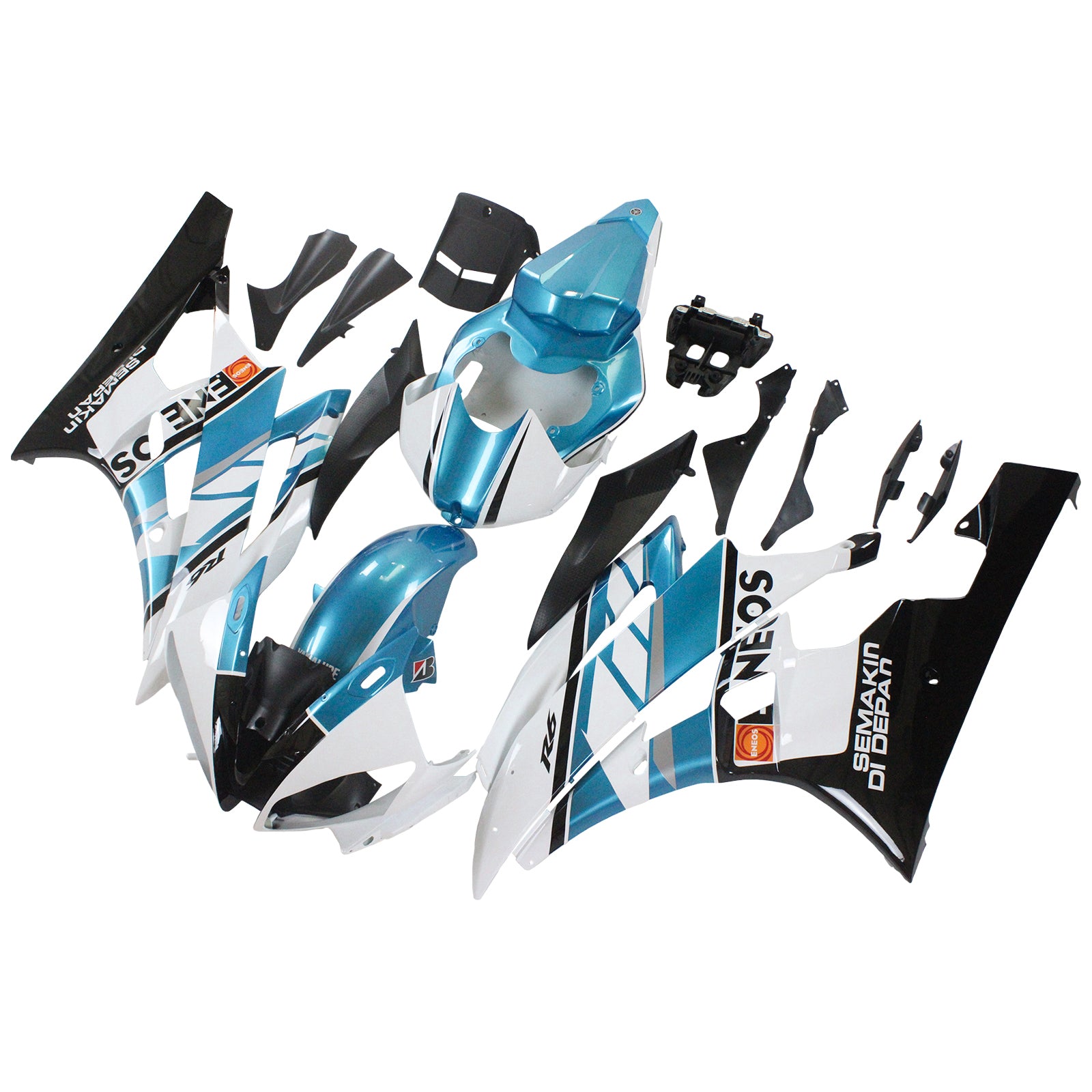 Amotopart 2006-2007 YZF 600 R6 Yamaha Kit de carenado azul y blanco