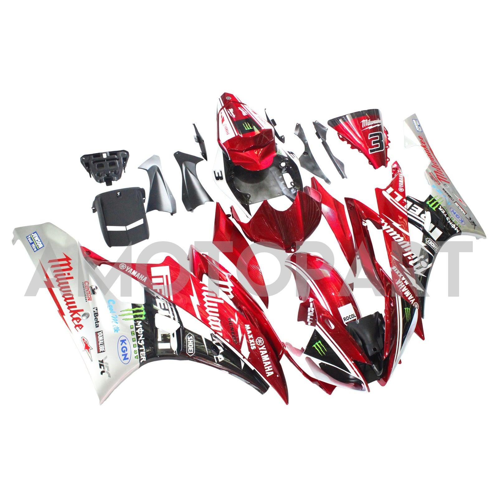 Injektionssats Kit Bodywork Plastic Abs Fit för Yamaha YZF 600 R6 2006-2007
