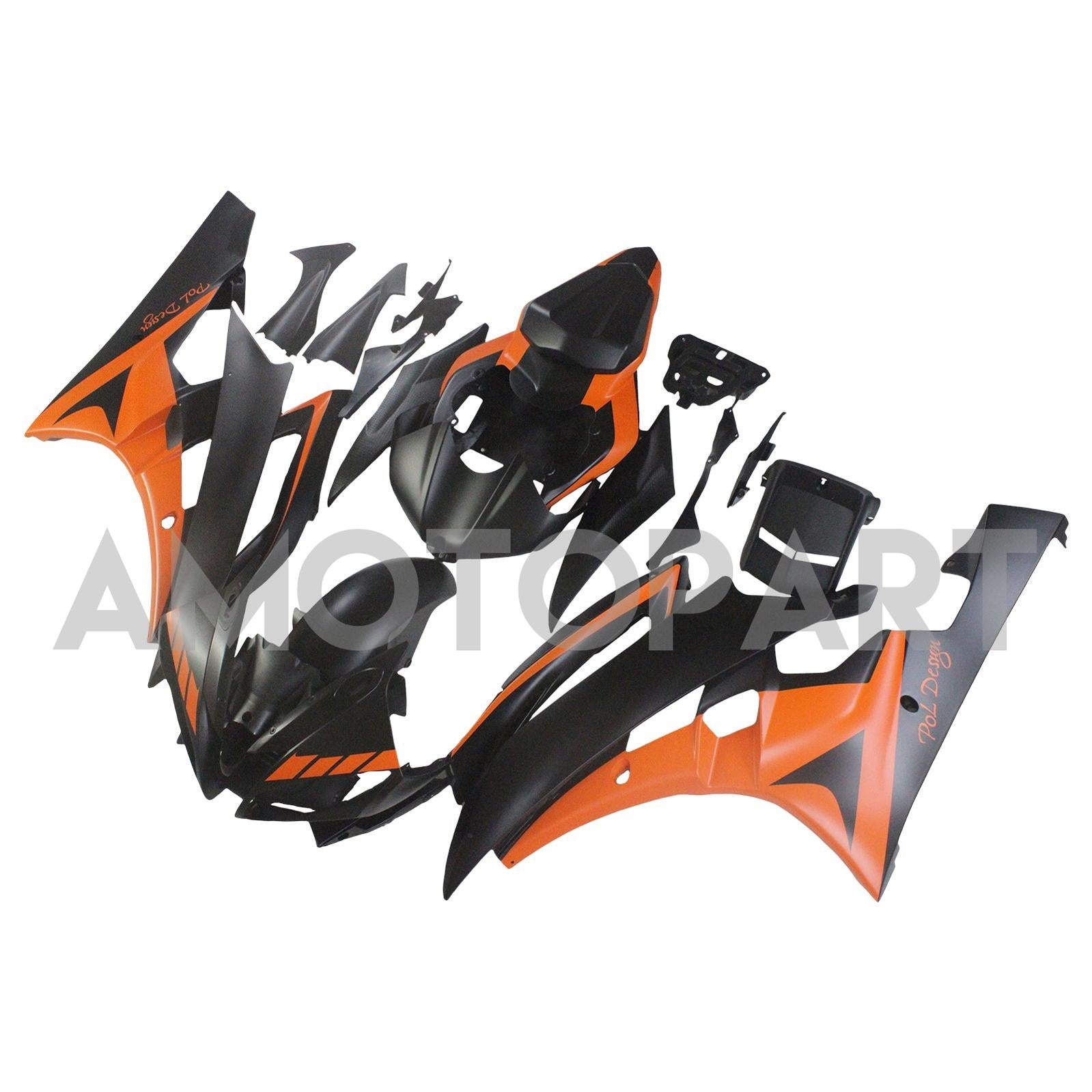 Amotopart Yamaha YZF 600 R6 2006-2007 Orange & Black Fairing Kit