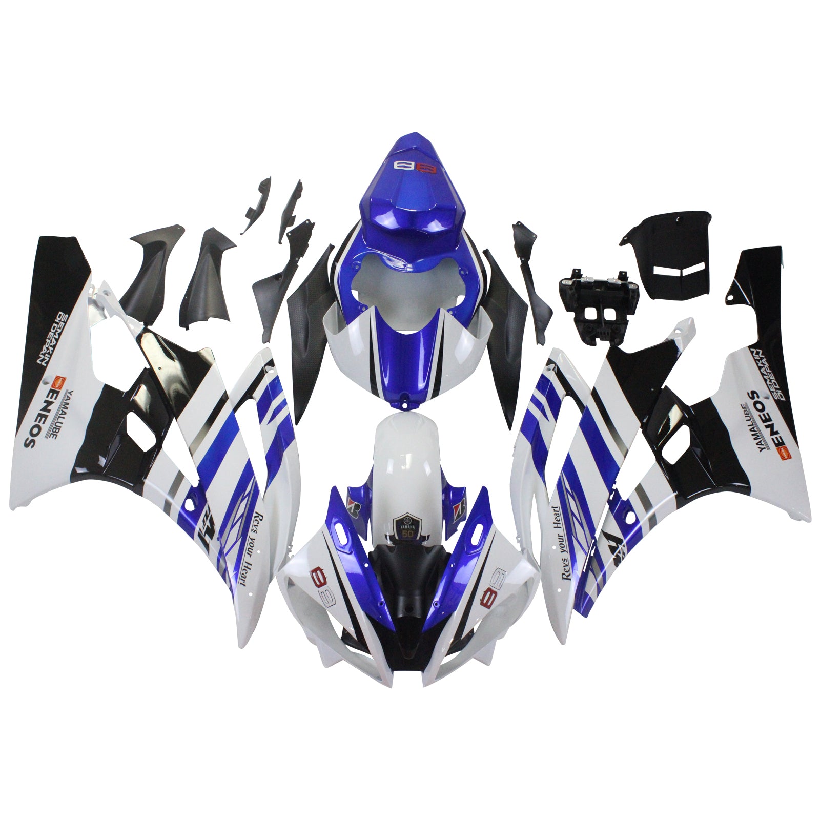 Amotopart Yamaha YZF 600 R6 2006-2007 Blue&White Fairing Kit