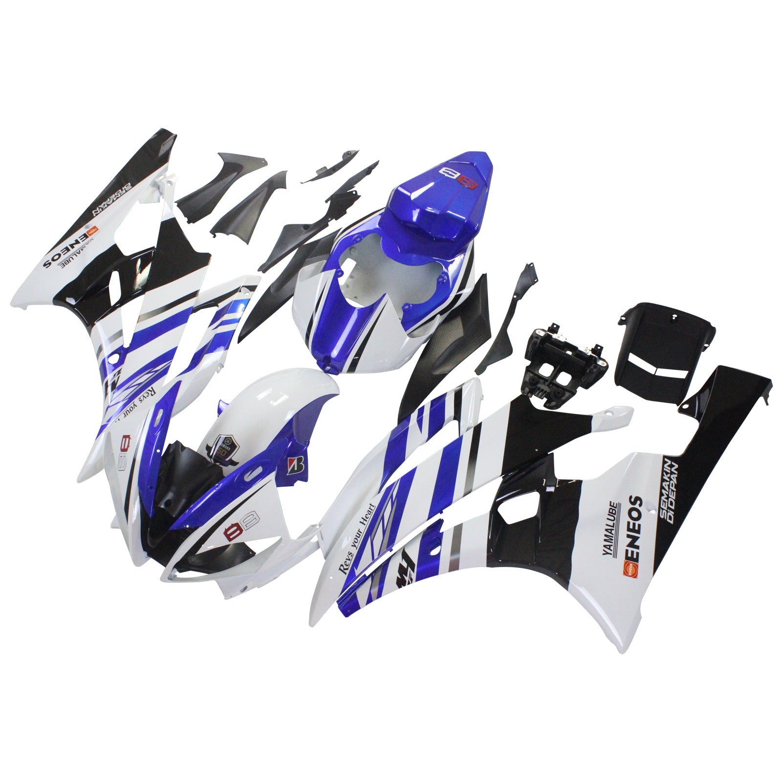 Amotopart Yamaha YZF 600 R6 2006-2007 Blue & White Fairing Kit