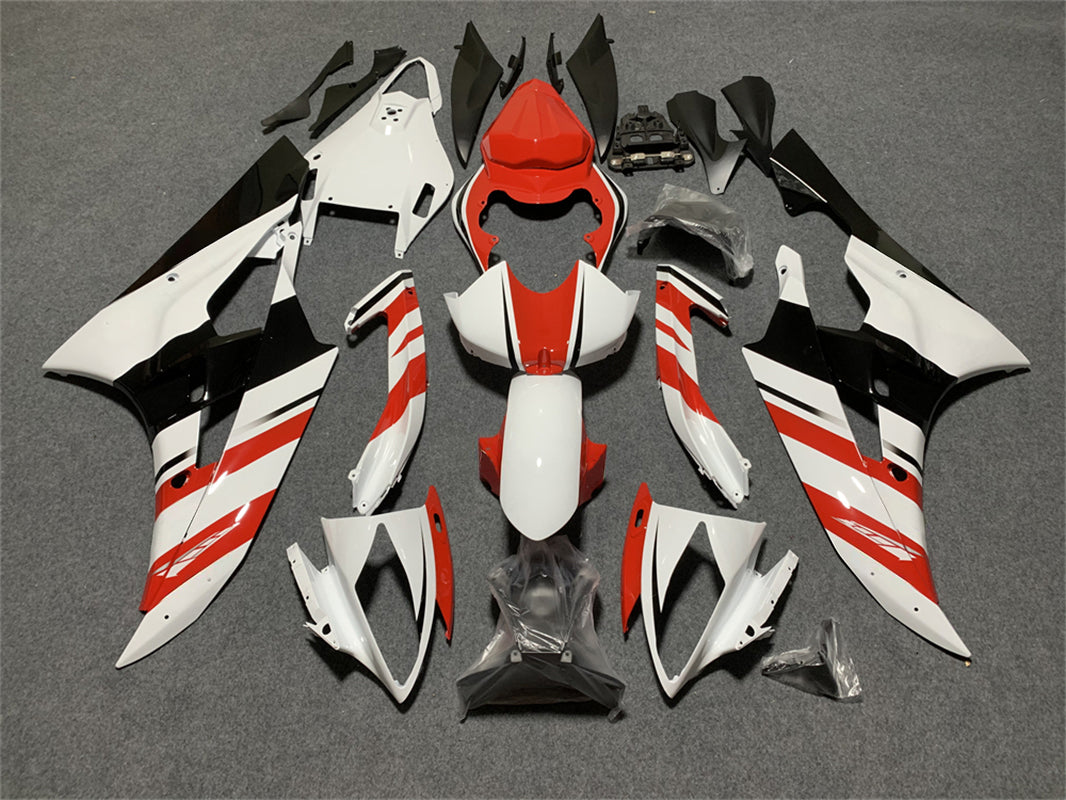 Amotopart Yamaha YZF 600 R6 2006-2007 Weiß&Rotes Verkleidungsset