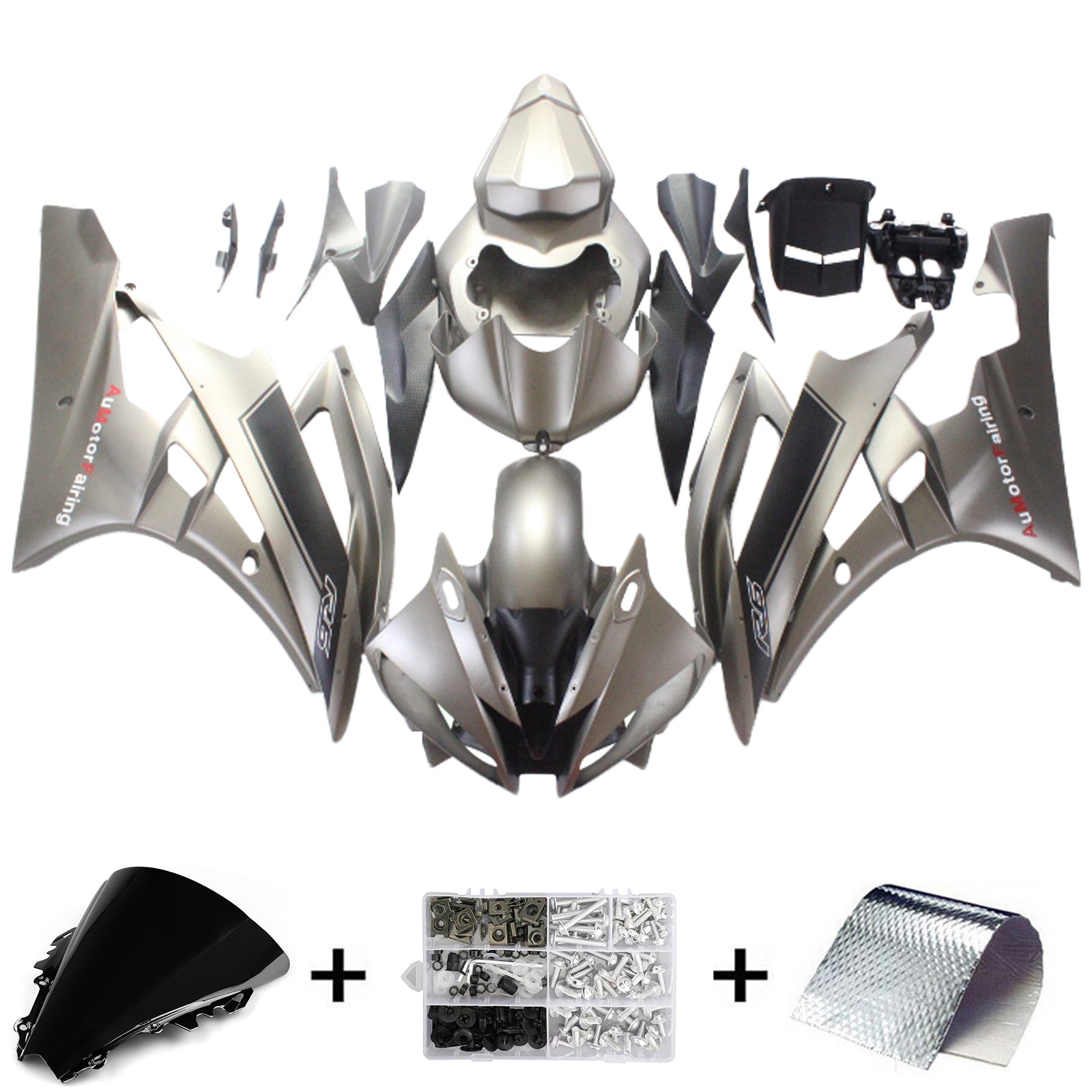 Amotopart Yamaha YZF 600 R6 2006-2007 Matte Grey Fairing Kit