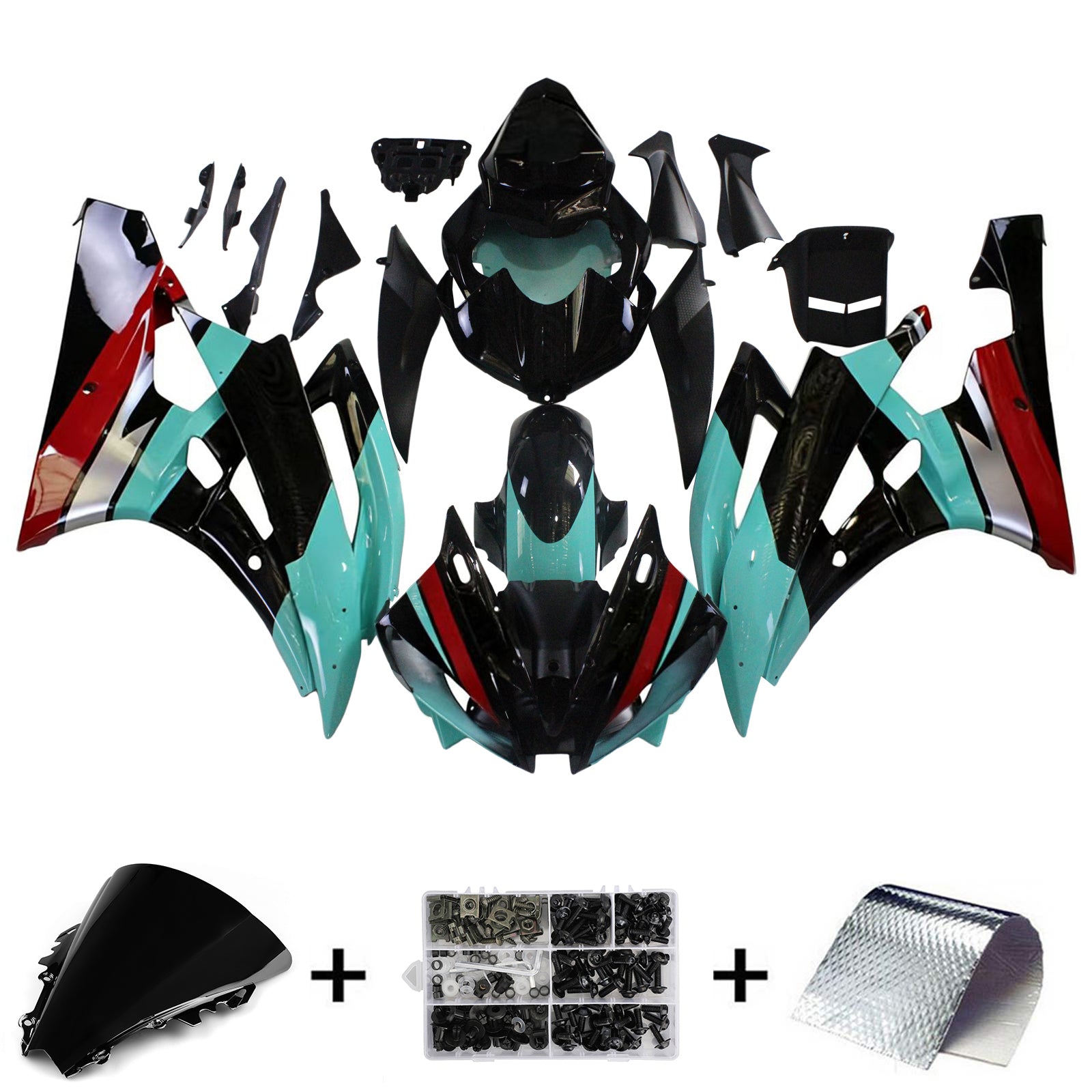 Amotopart Yamaha YZF 600 R6 2006-2007 Green & Black Patronus Fairing Kit