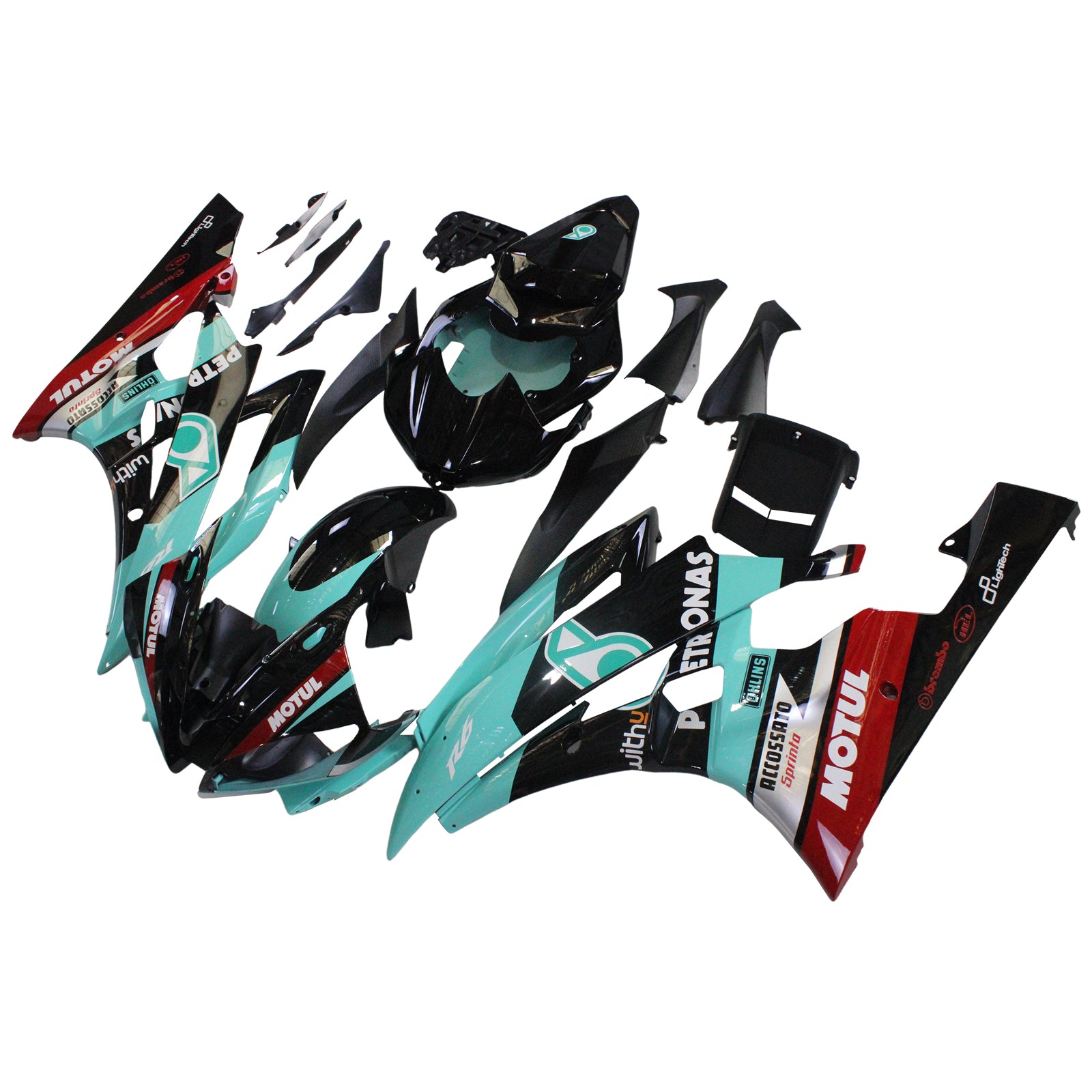 Amotopart Yamaha YZF 600 R6 2006-2007 Green&Black Petronas Fairing Kit