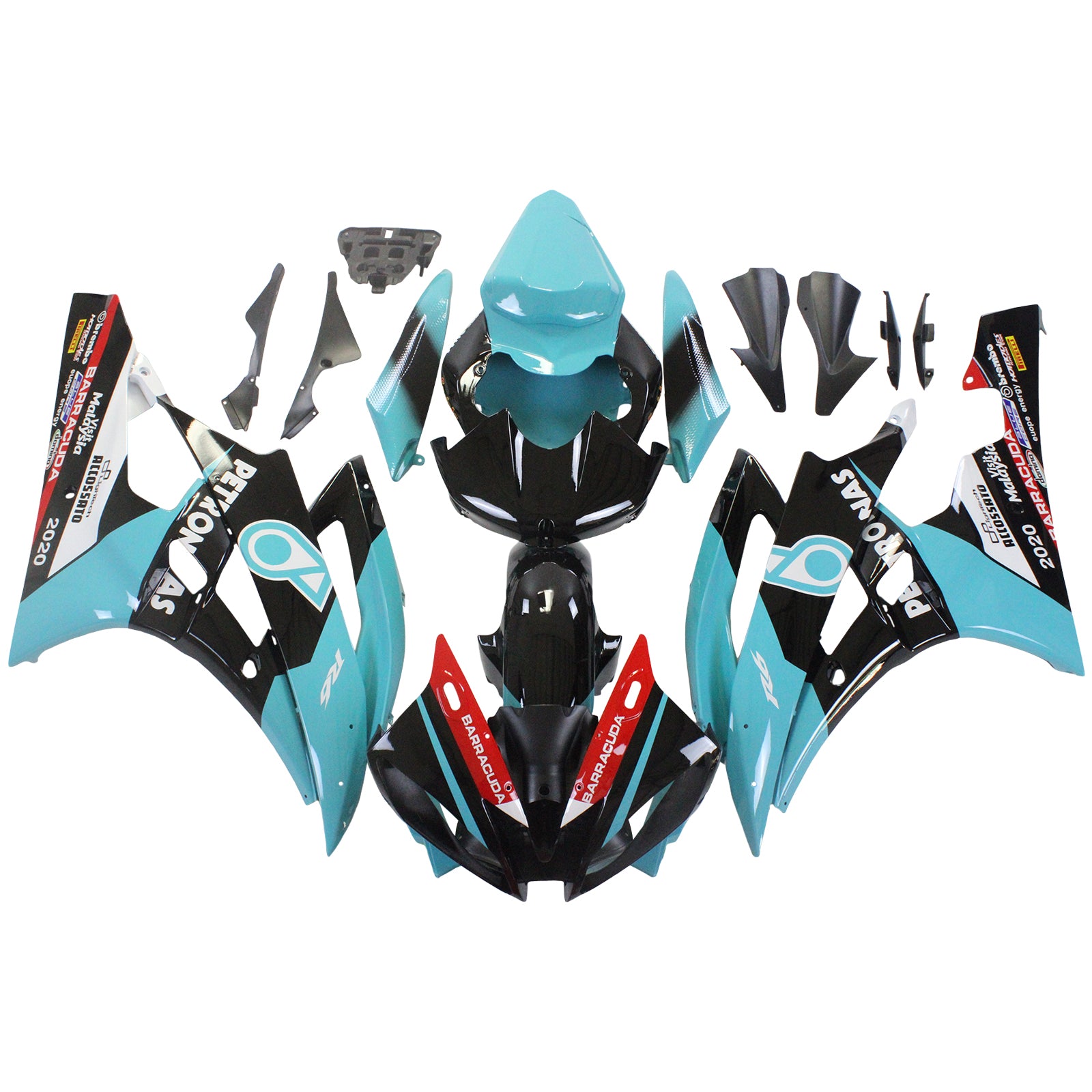 Amotopart Yamaha YZF 600 R6 2006-2007 Kit de carenado Patronus azul y negro