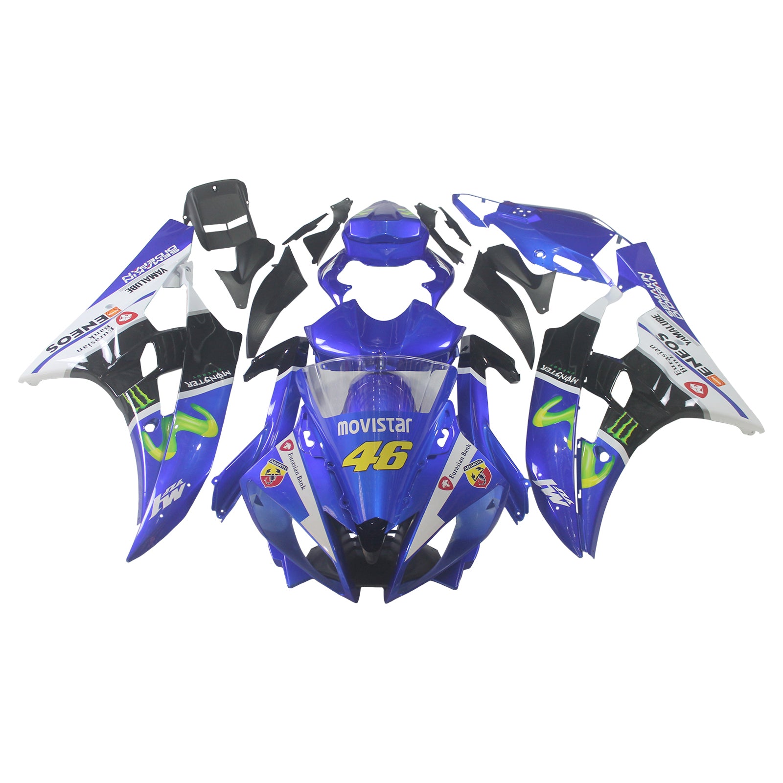Amotopart 2006-2007 Yamaha YZF 600 R6 Black & Blue Fairing Kit