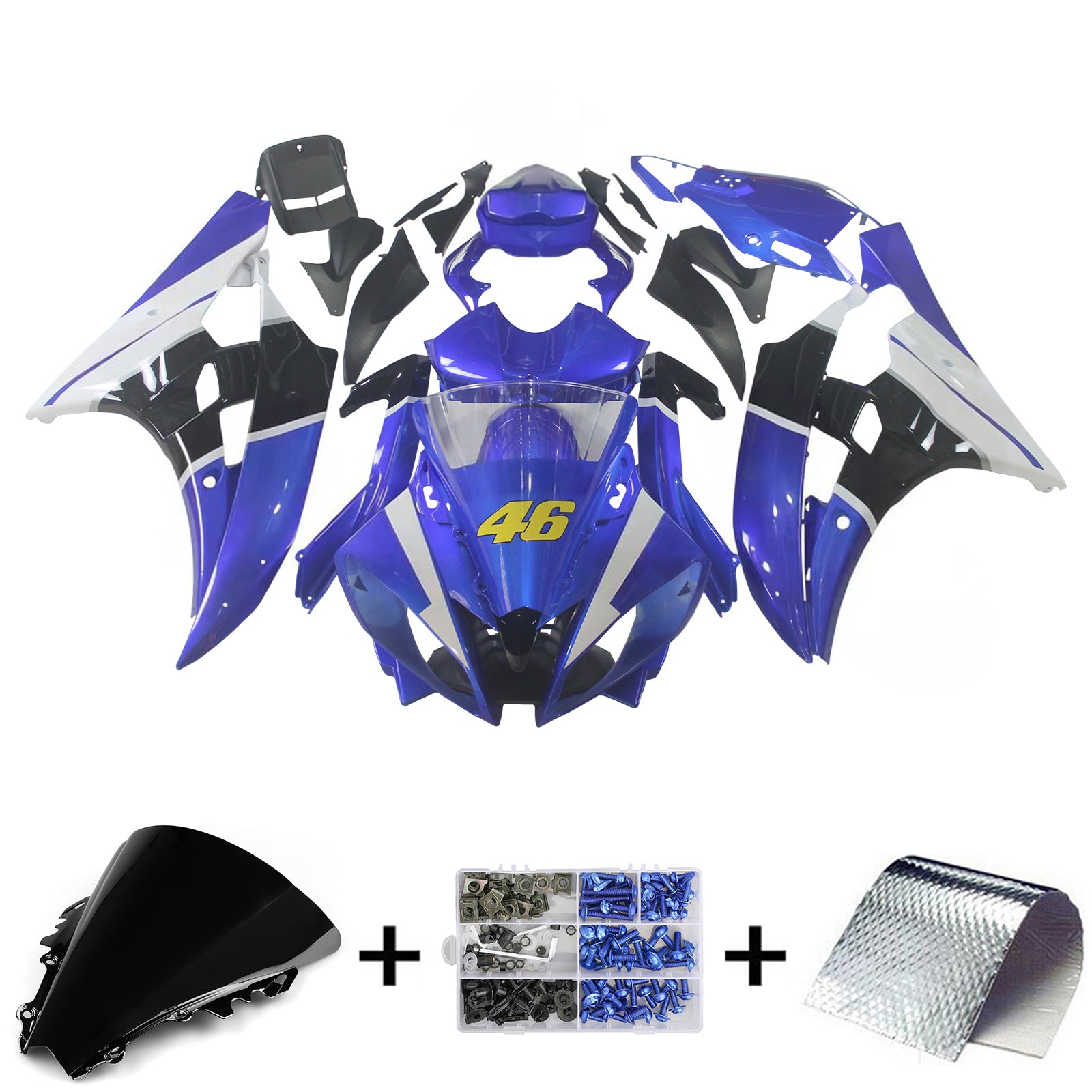 Amotopart 2006-2007 ヤマハ YZF 600 R6 ブラック&ブルー フェアリング