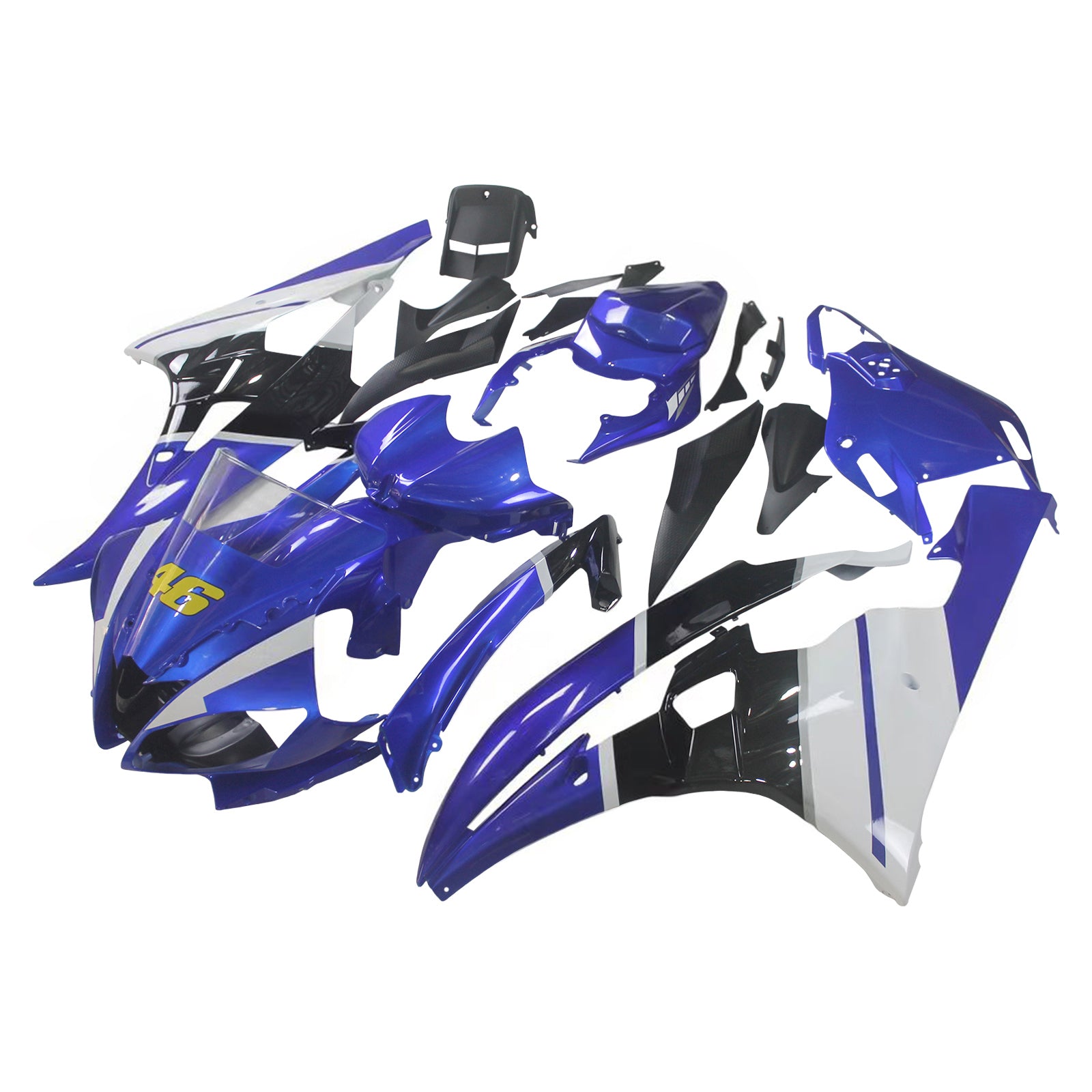 Amotopart 2006-2007 Yamaha YZF 600 R6 Kit de carenagem preto e azul