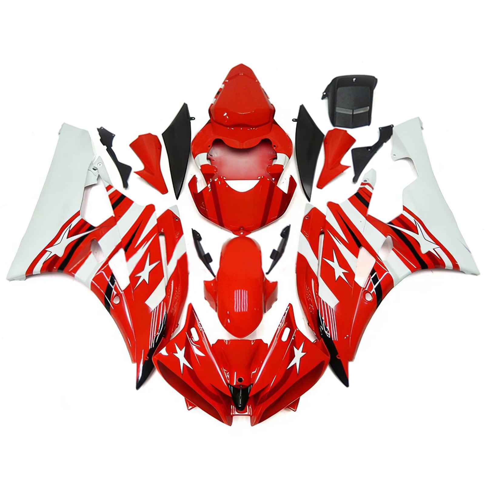 Amotopart 2006-2007 Kit carena Yamaha YZF 600 R6 Bianco&Rosso