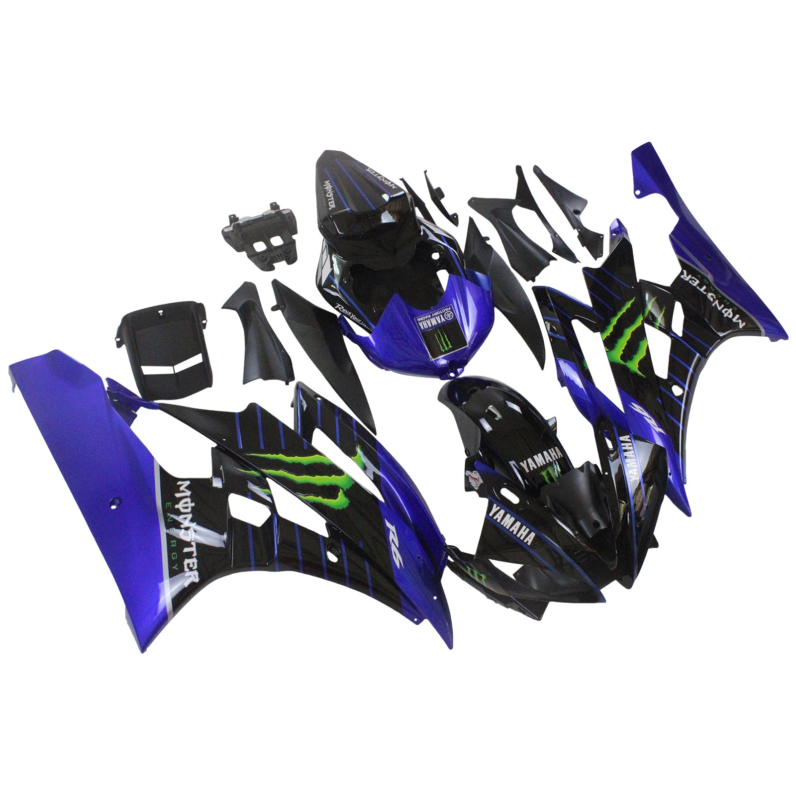 Amotopart 2006-2007 Yamaha YZF 600 R6 Blue&Black Monster Fairing Kit