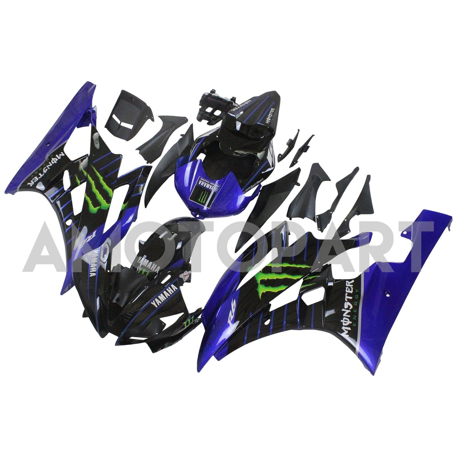 Amotopart 2006-2007 Yamaha YZF 600 R6 Blue&Black Monster Fairing Kit