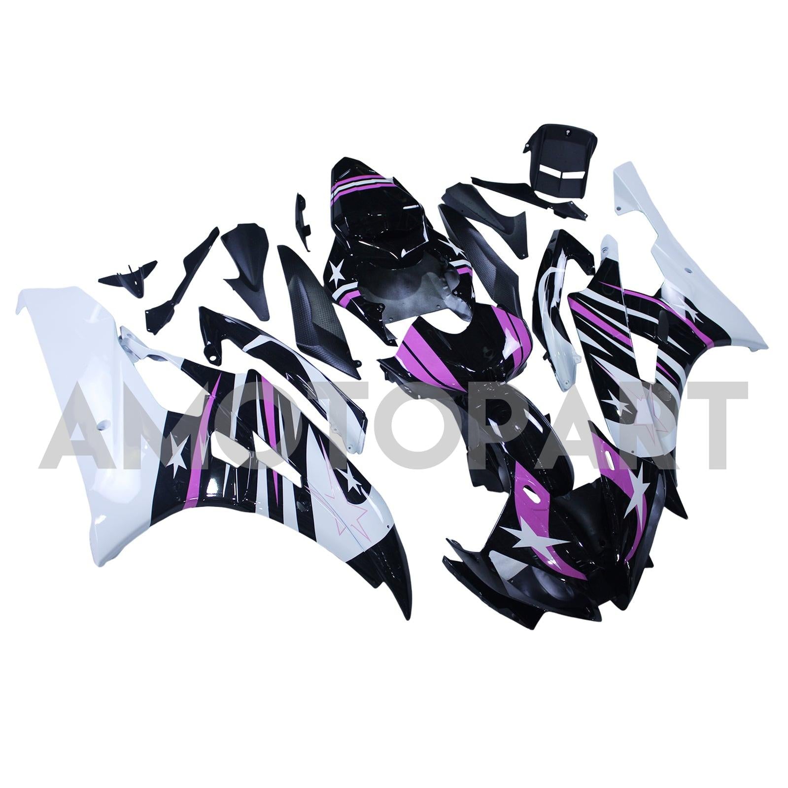Amotopart 2006-2007 Yamaha YZF 600 R6 Pink & Black Star Fairing Kit