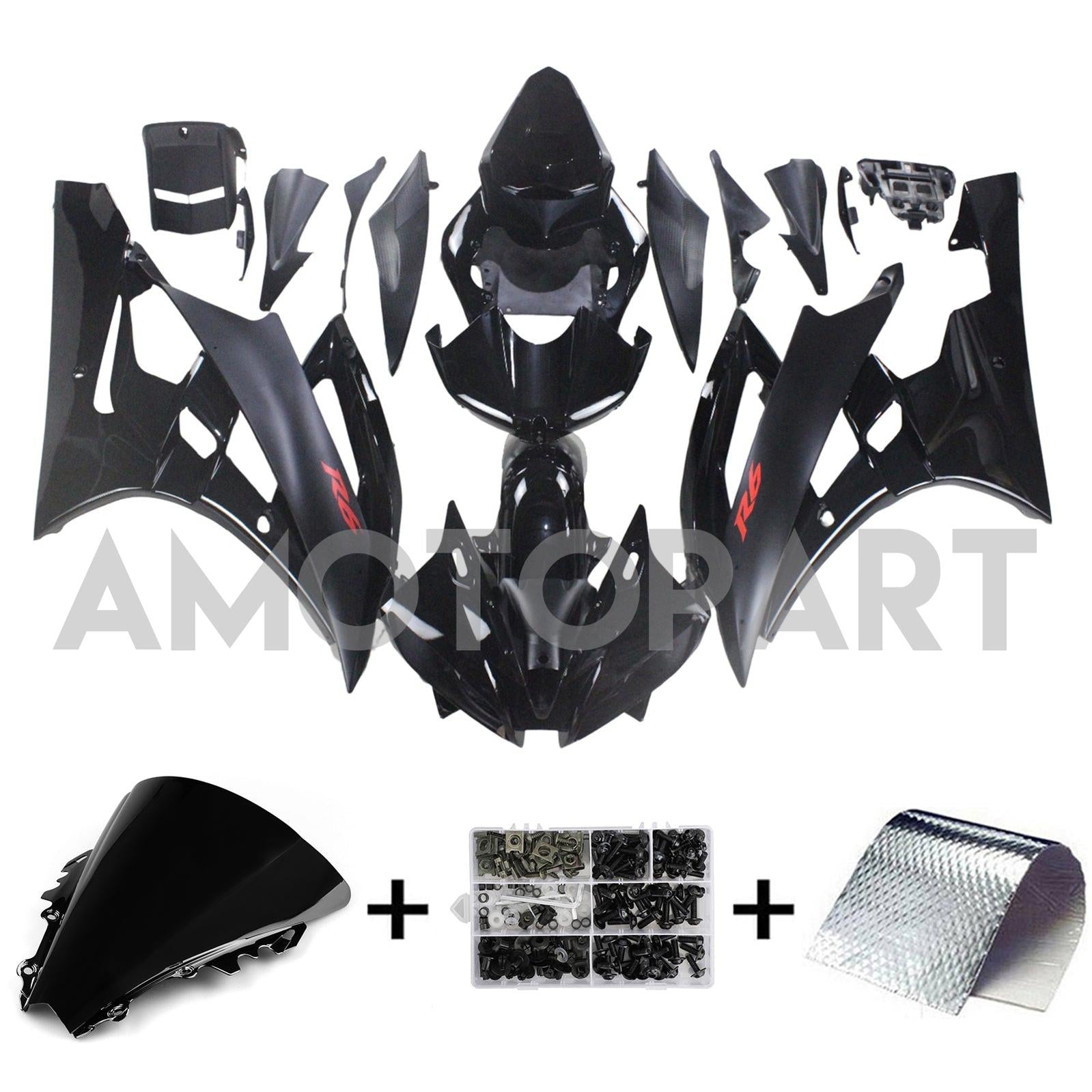 Amotopart 2006-2007 Yamaha YZF 600 R6 Matte Black Fairing Kit