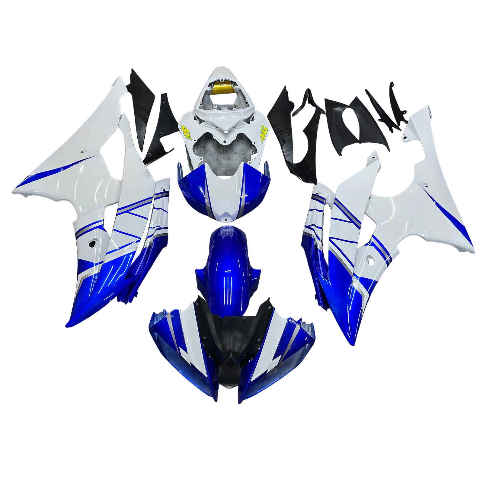 Amotopart 2008-2016 Yamaha YZF 600 R6 Blue White Style1 Fairing Kit
