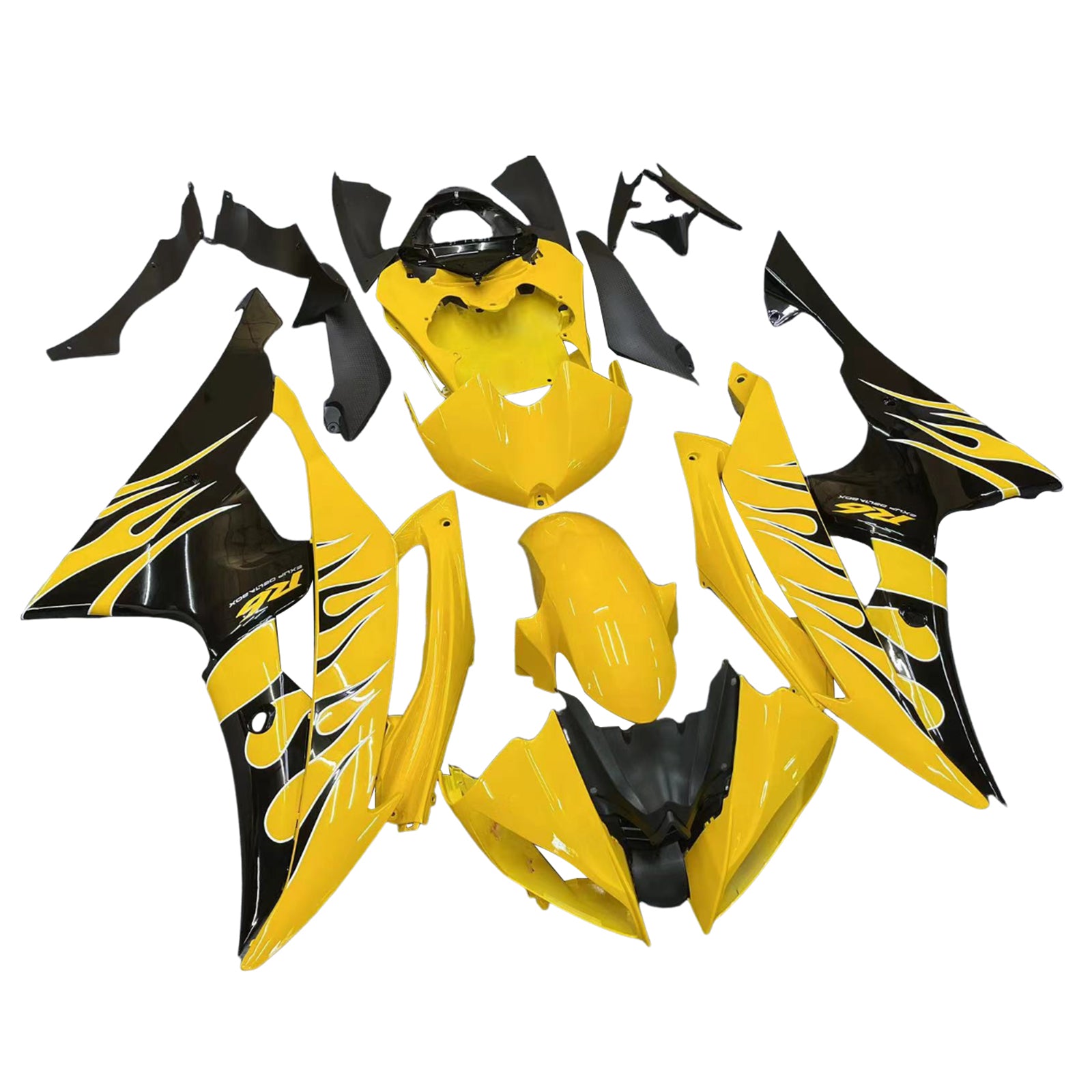 Amotopart 2008-2016 Yamaha YZF 600 R6 Yellow Black Fairing Kit