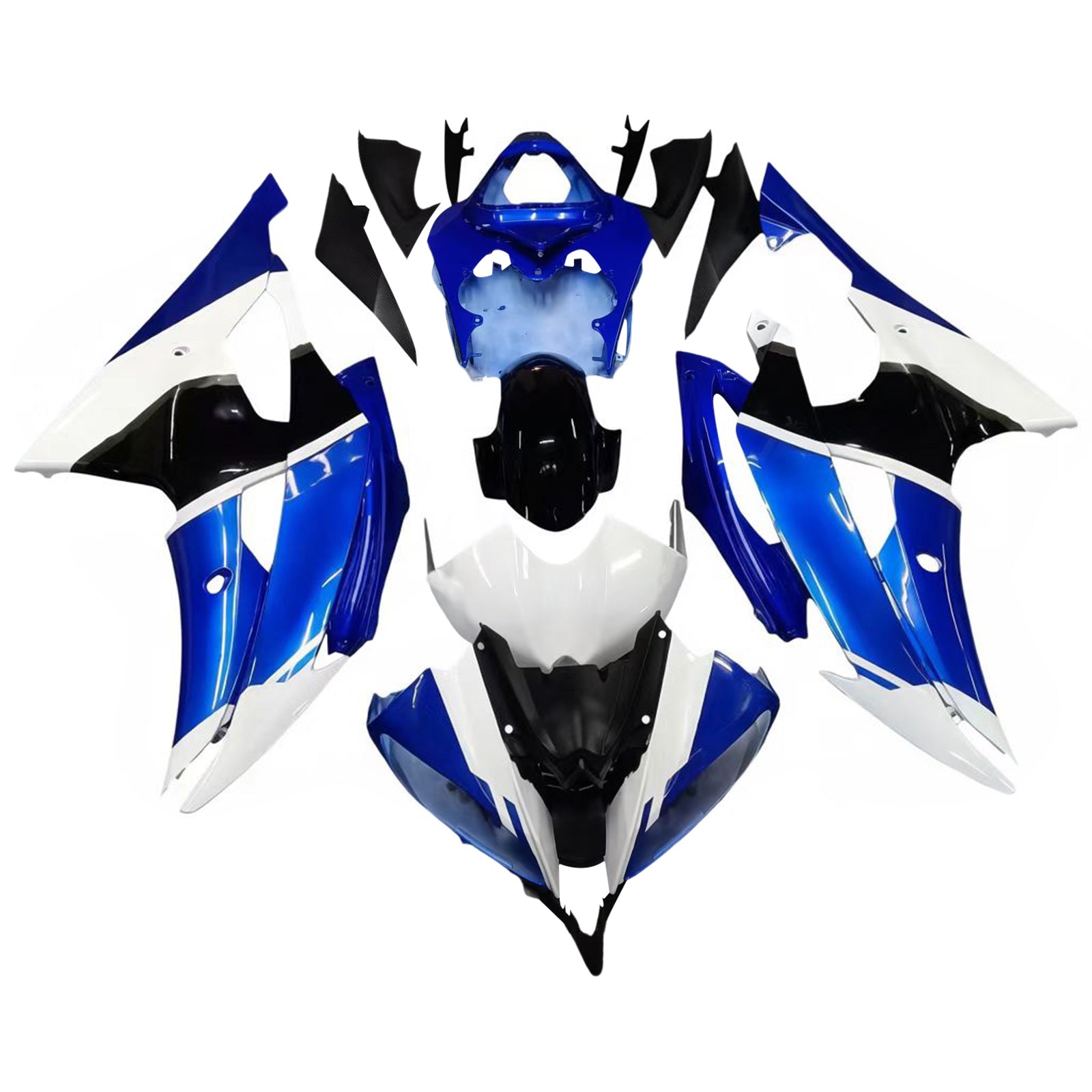 Amotopart 2008-2016 Yamaha YZF 600 R6 Black&White Fairing Kit