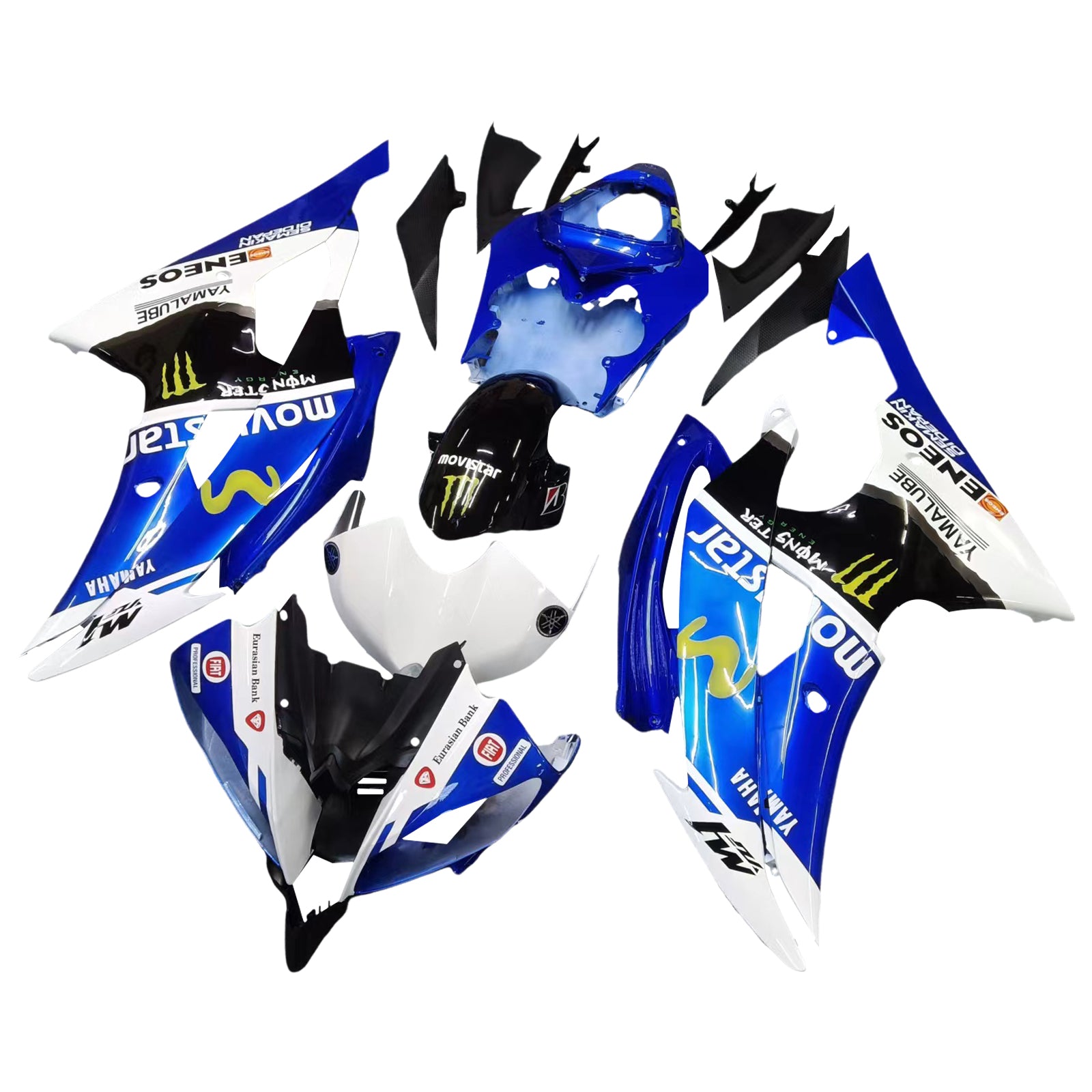 Amotopart 2008-2016 Yamaha YZF 600 R6 Black&White with Logo Fairing Kit