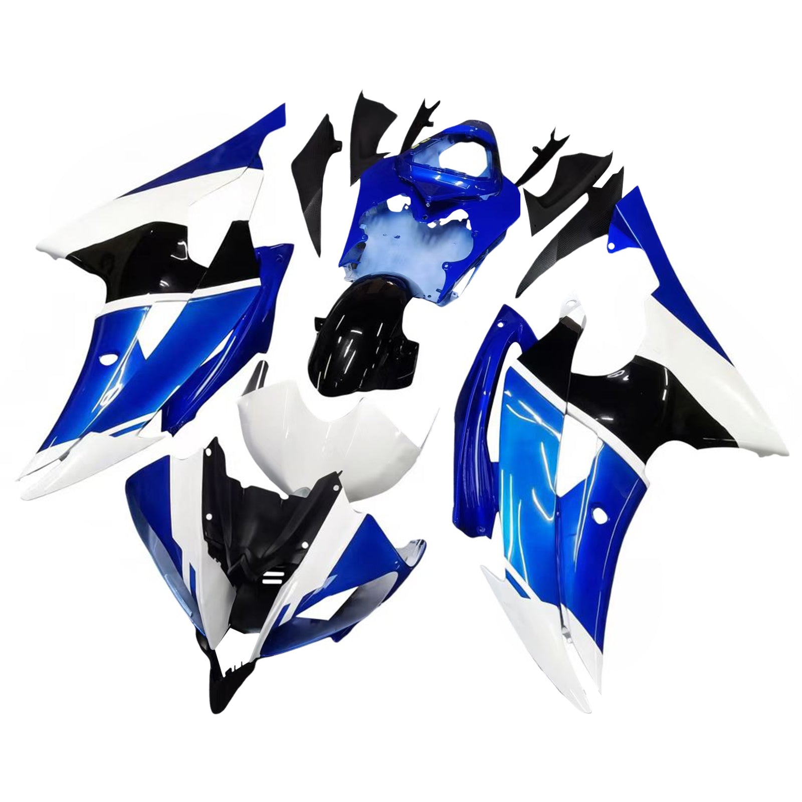 Amotopart 2008-2016 Yamaha YZF 600 R6 Black&White Fairing Kit