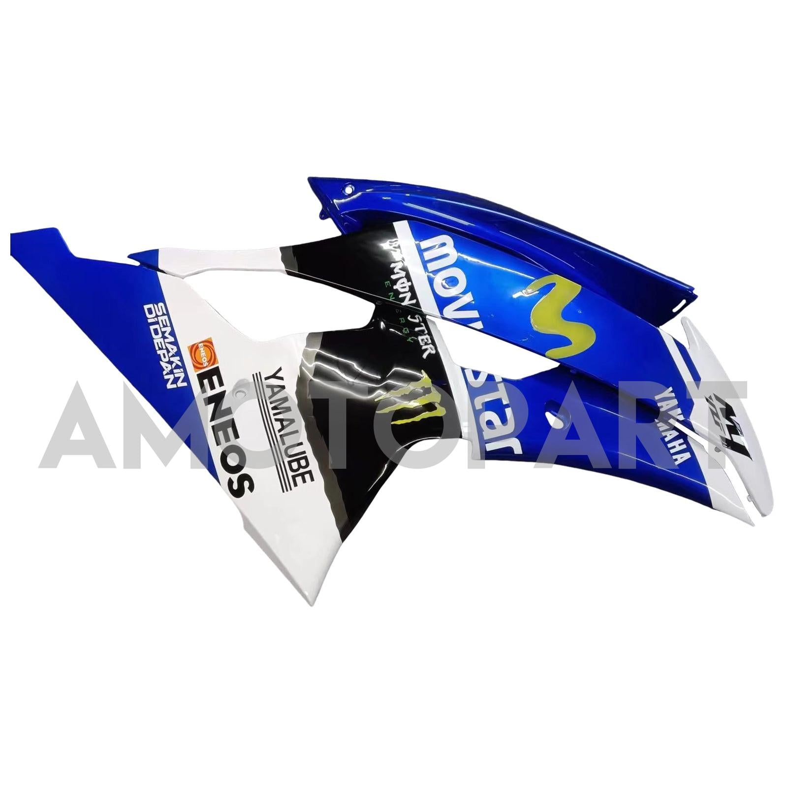 Amotopart 2008-2016 Yamaha YZF 600 R6 blanco y negro con kit de carenado con logotipo