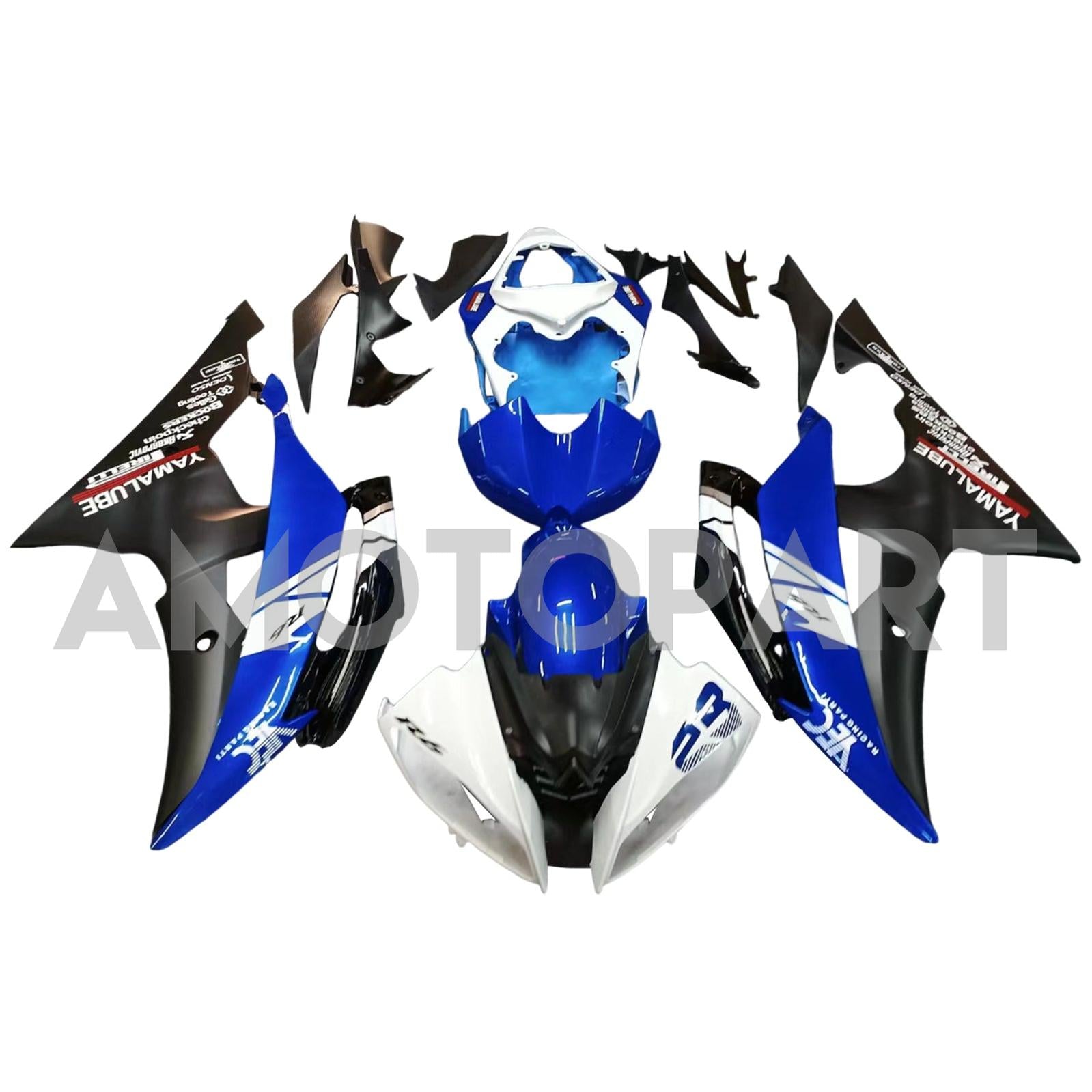 Amotopart 2008-2016 Yamaha YZF 600 R6 Blue&Black Fairing Kit
